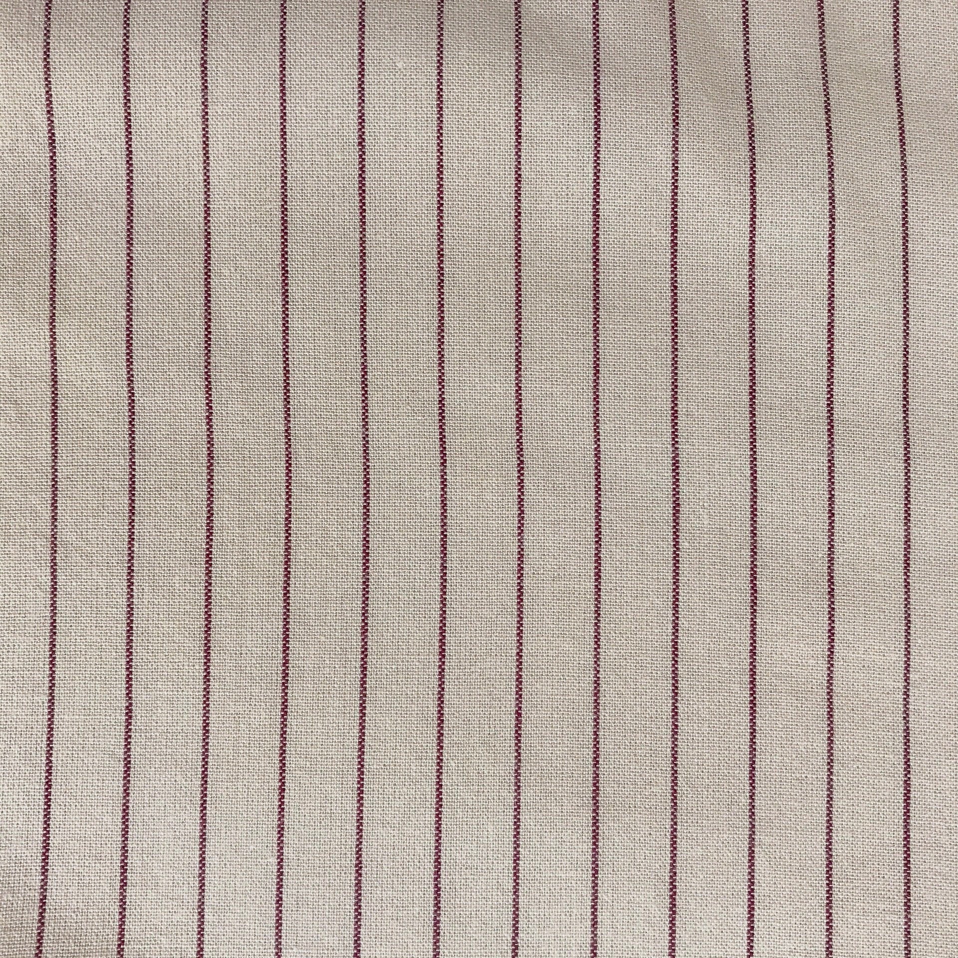 Burgundy Stripe Curtain on Natural Beige