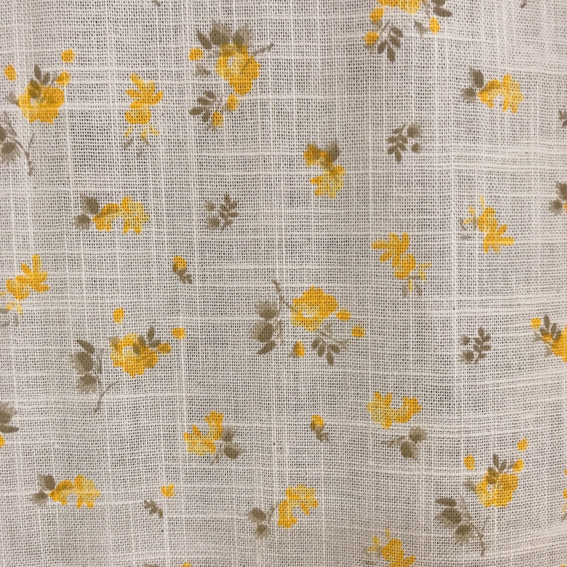 Forsythia Yellow Floral Curtain on Natural Beige