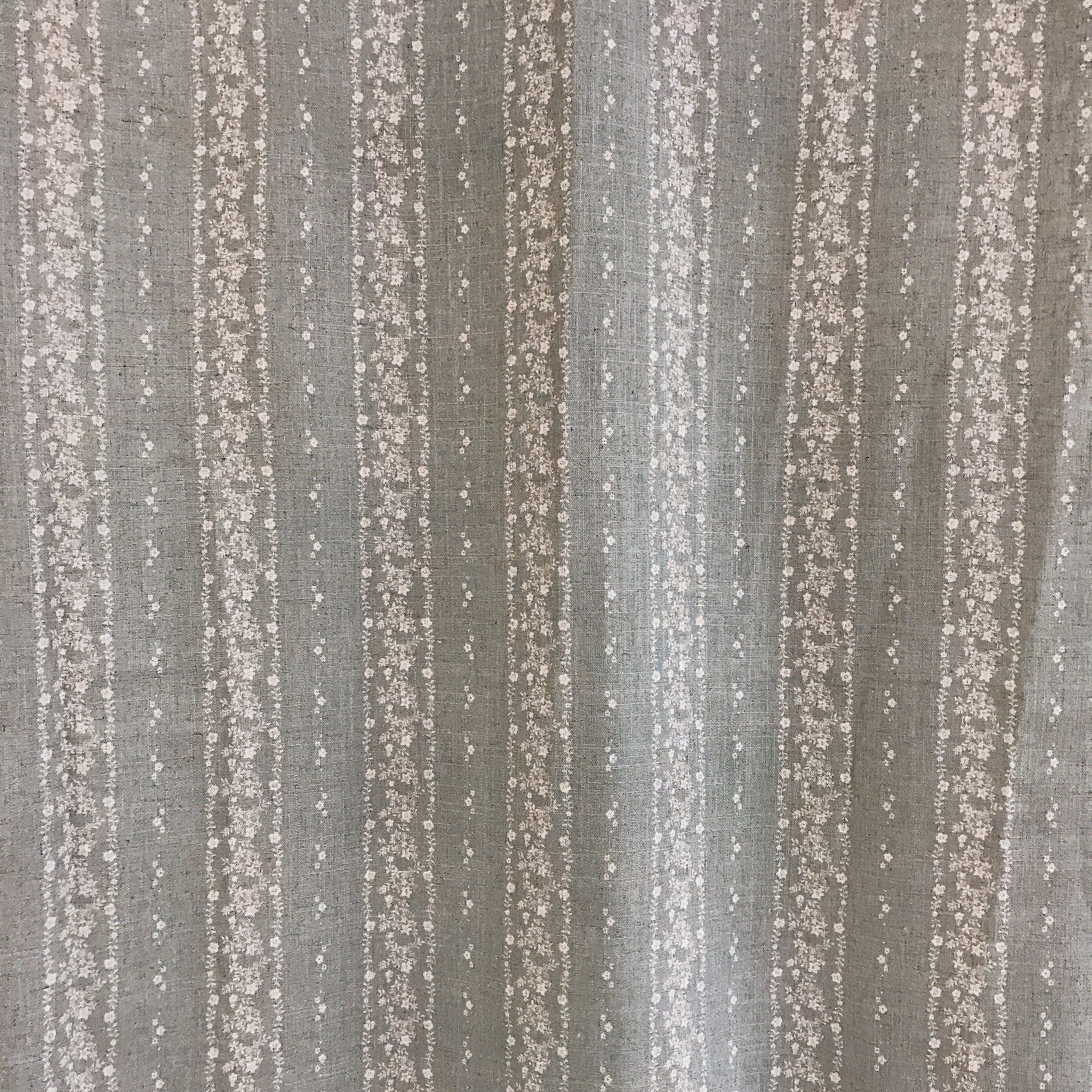Natural Beige Vertical Floral Curtain on Dark Mint