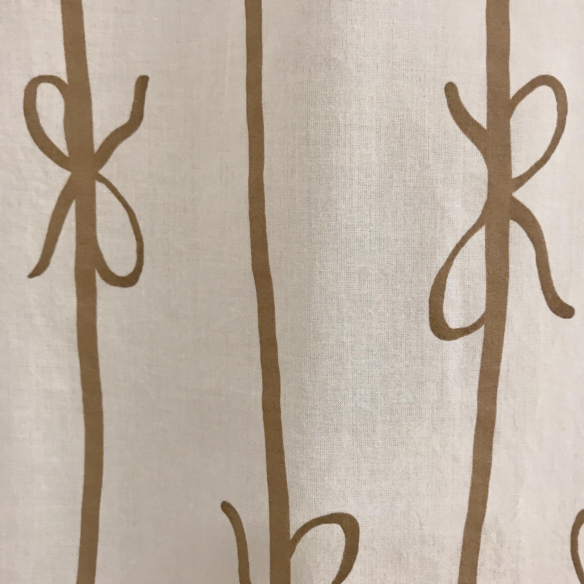 Brown Ribbon Print Curtain on White