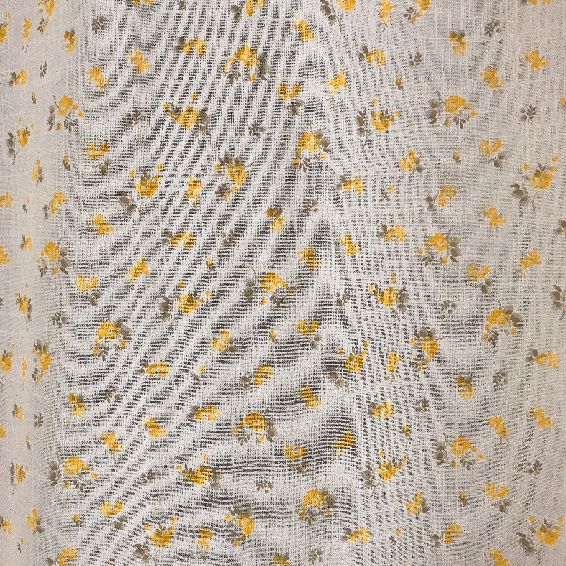 Forsythia Yellow Floral Curtain on Natural Beige