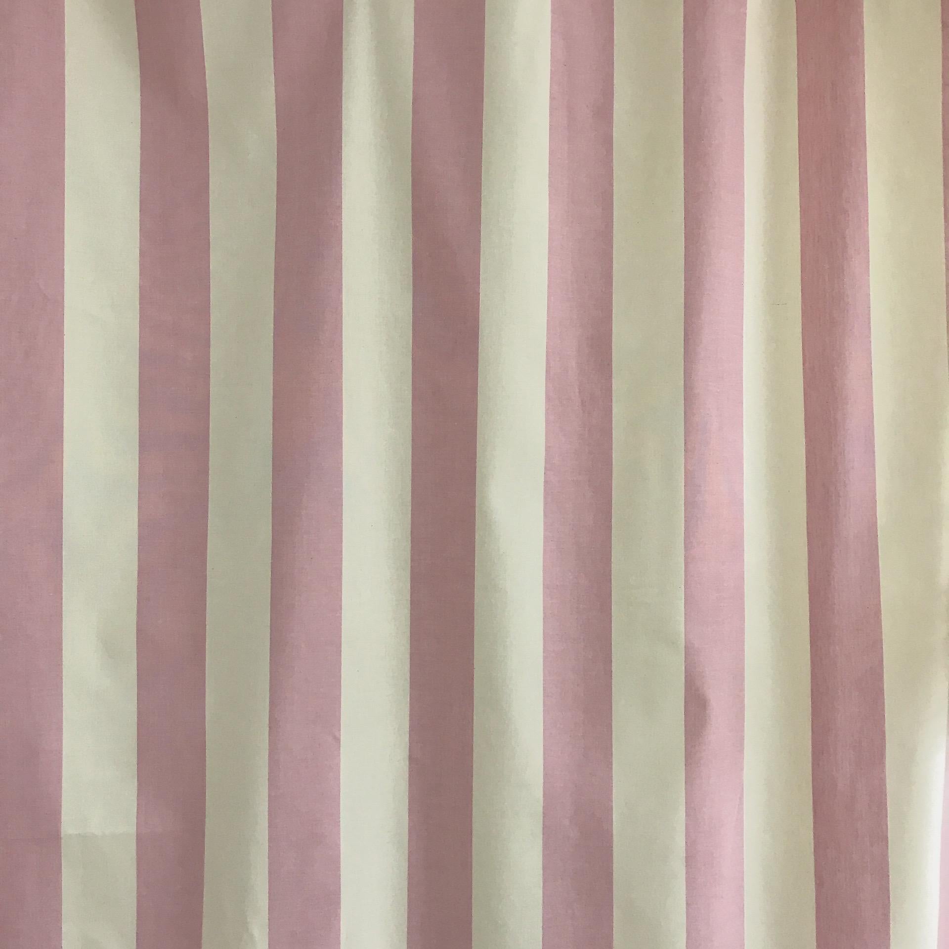 Pale Rosy Pink Big Stripe Curtain on Natural Beige