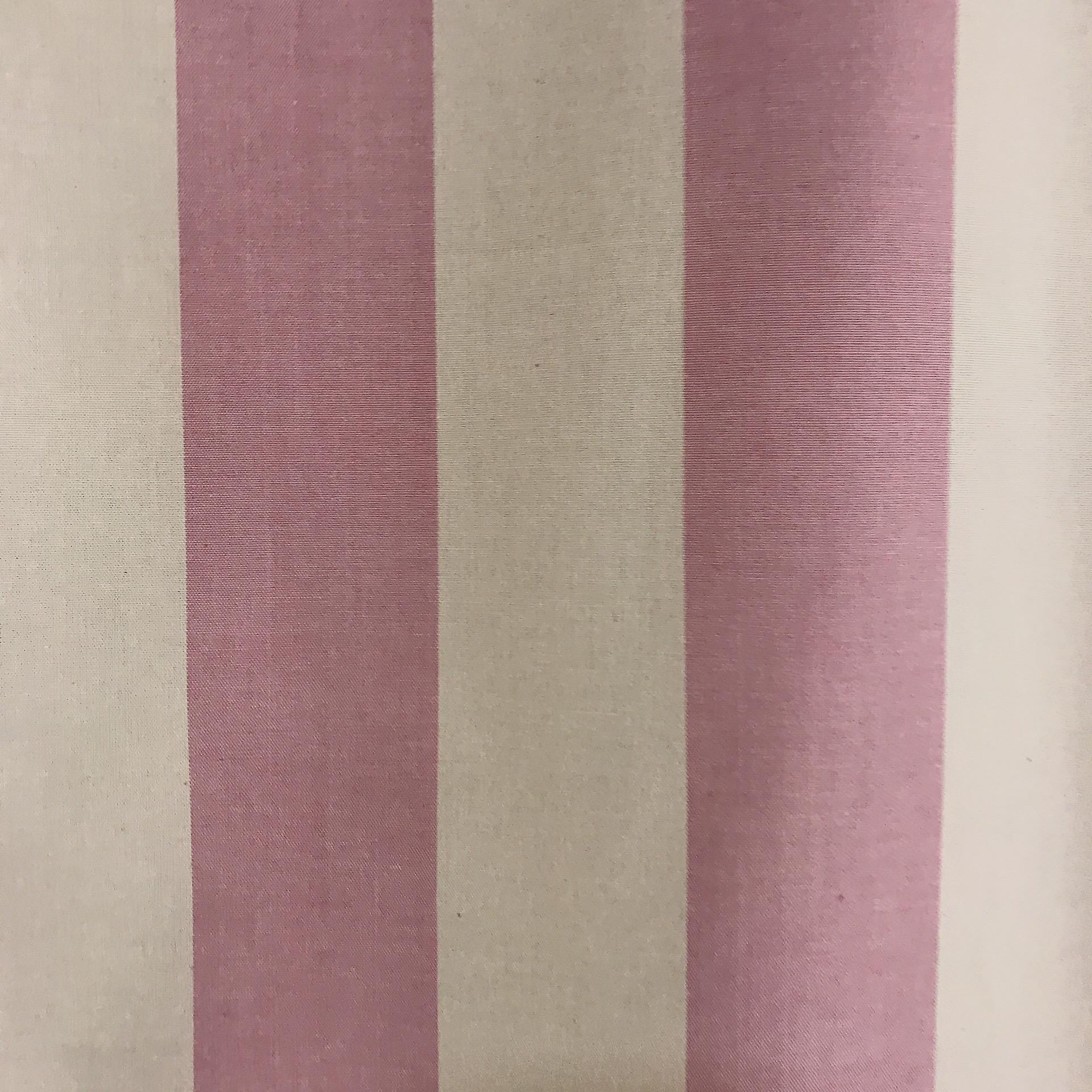Pale Rosy Pink Big Stripe Curtain on Natural Beige