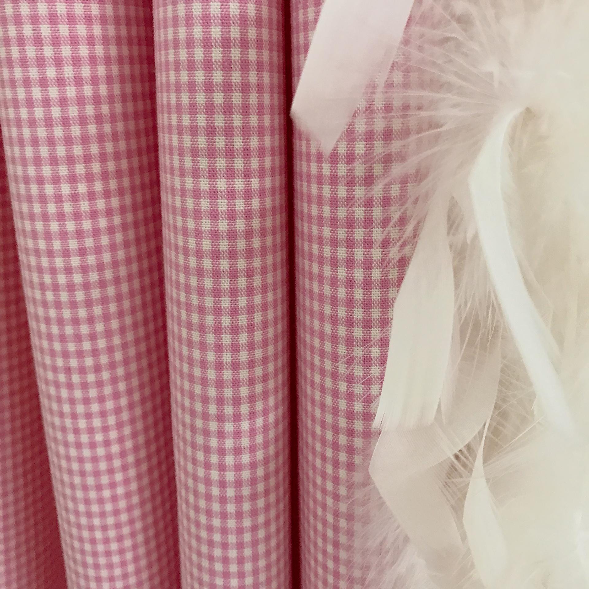 Pink and White Mini Gingham Curtain
