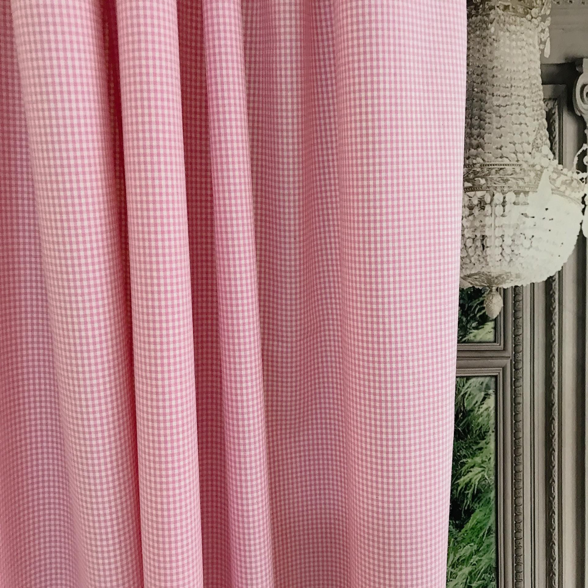 Pink and White Mini Gingham Curtain