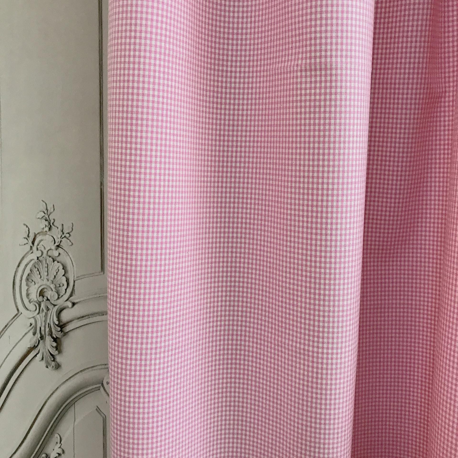 Pink and White Mini Gingham Curtain