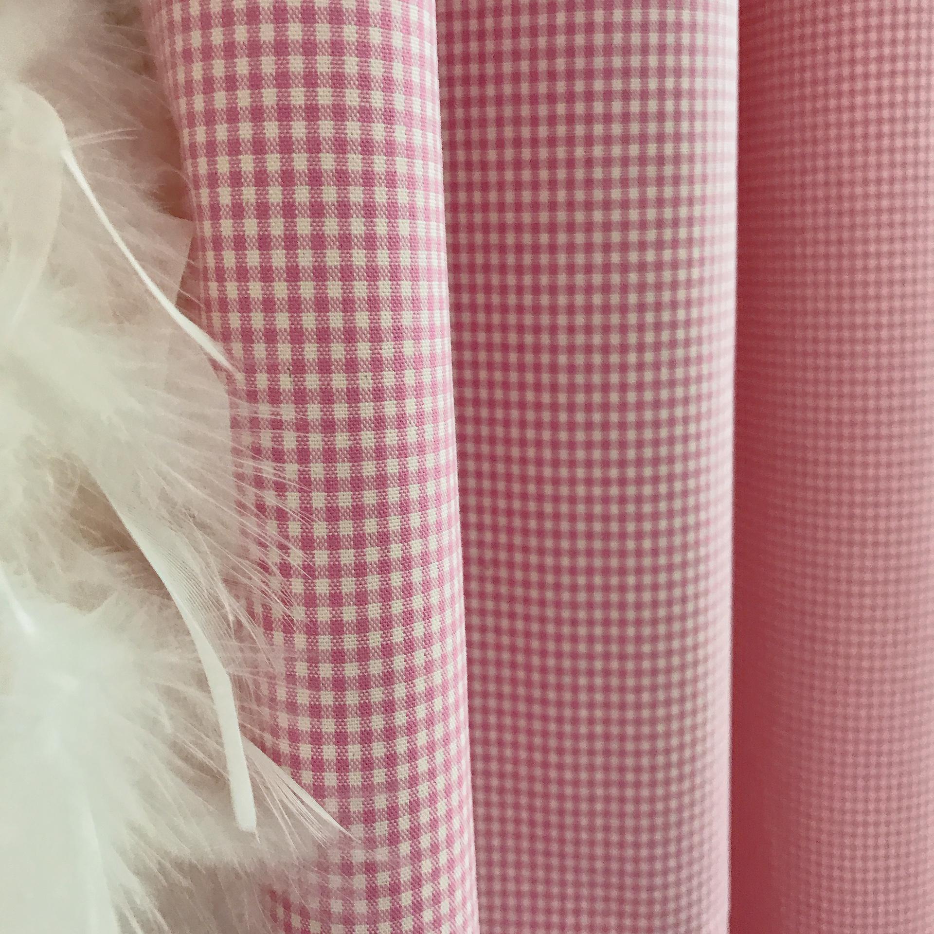 Pink and White Mini Gingham Curtain