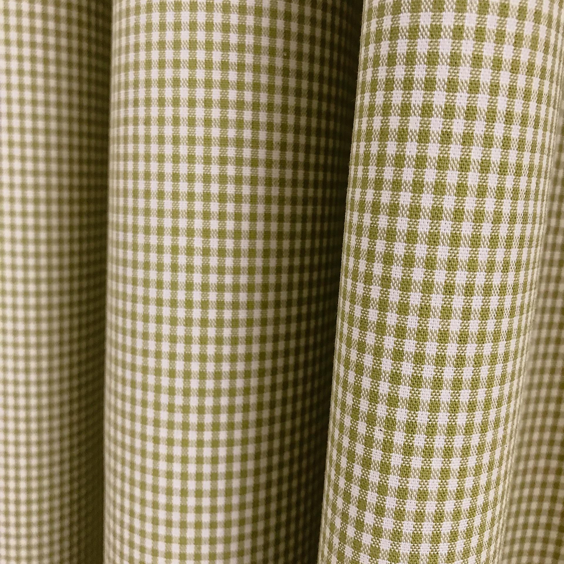 Olive Green Mini Gingham Curtain
