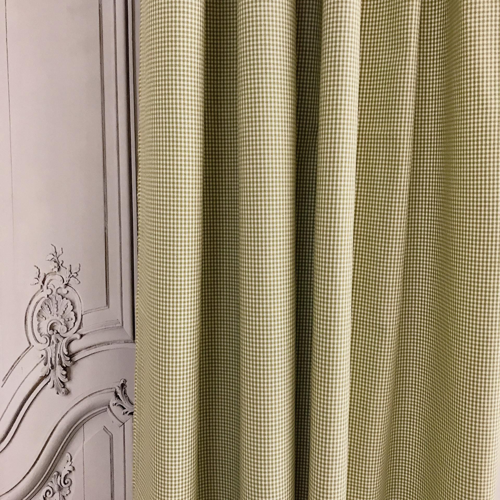 Olive Green Mini Gingham Curtain