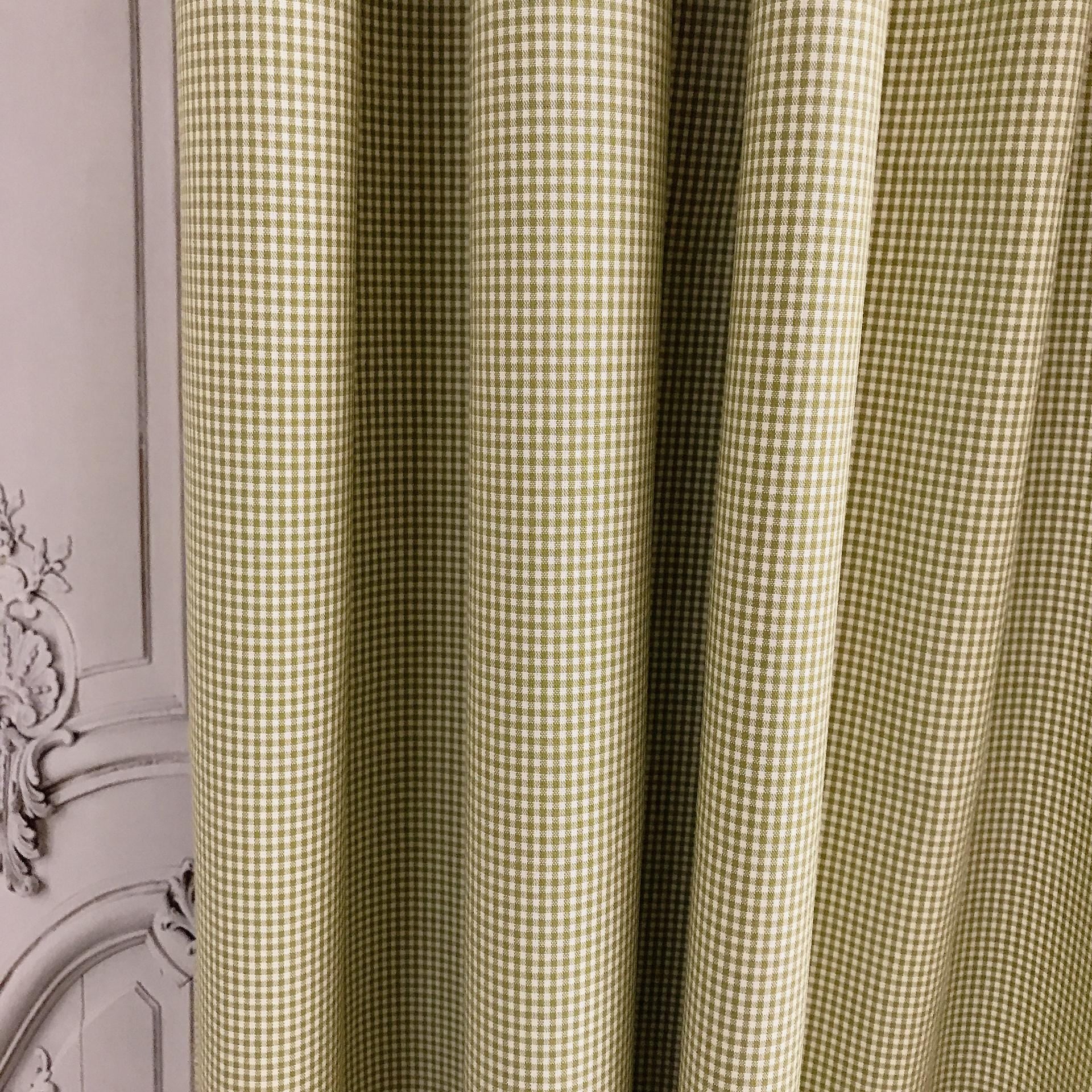 Olive Green Mini Gingham Curtain