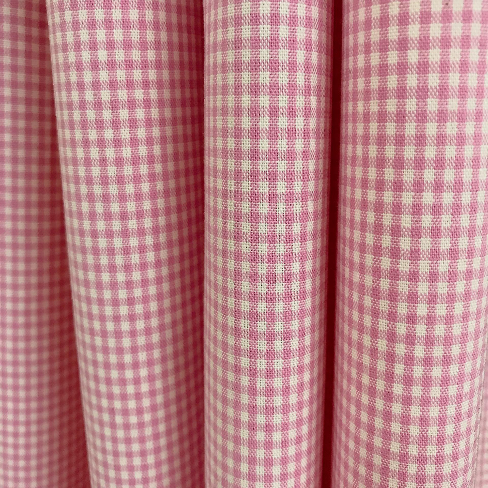 Pink and White Mini Gingham Curtain