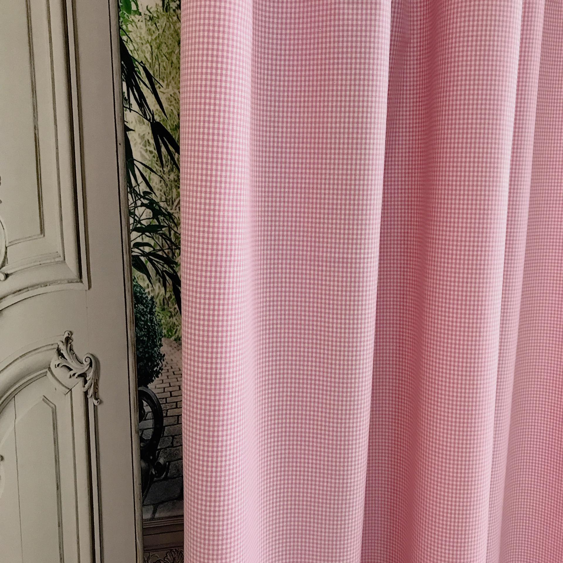 Pink and White Mini Gingham Curtain