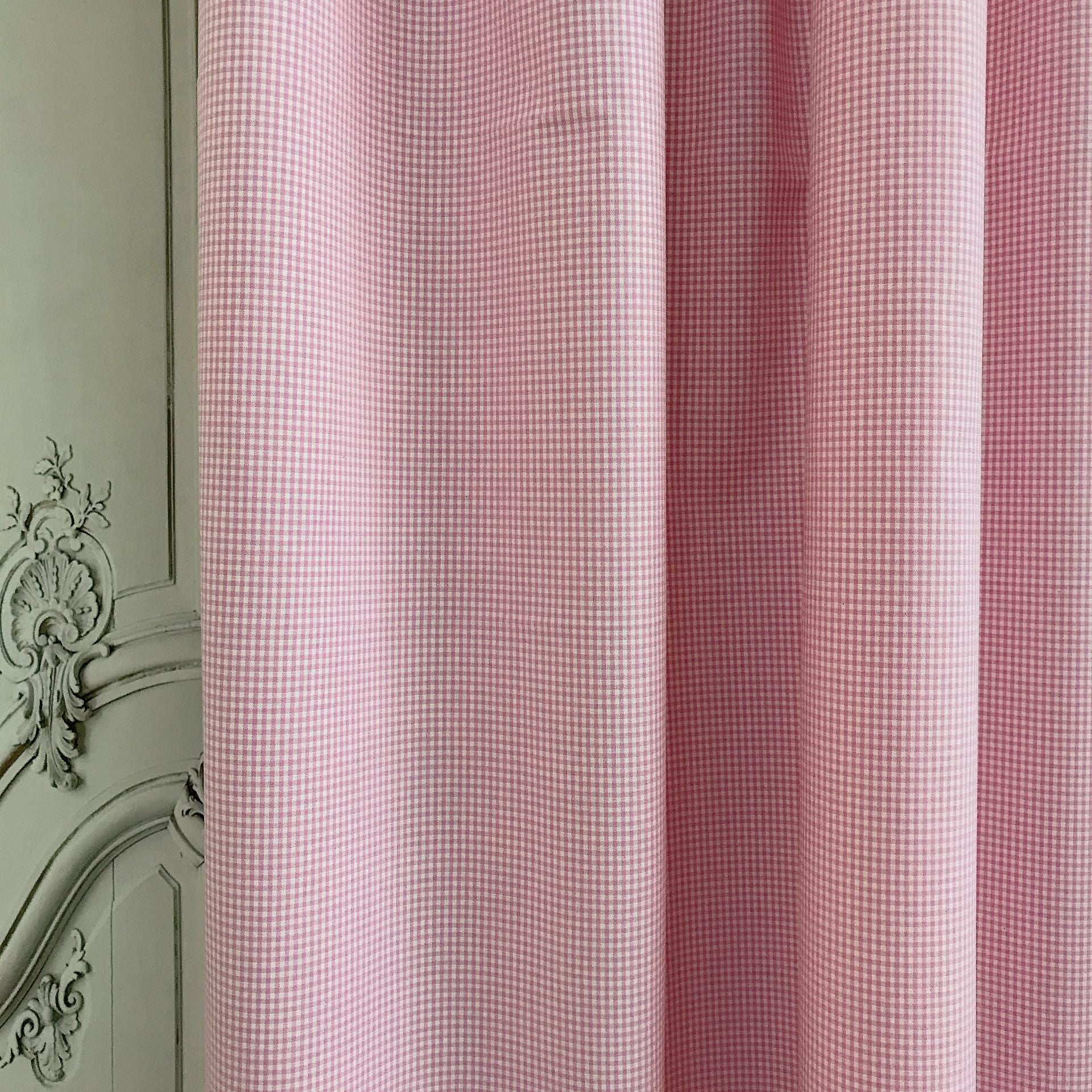 Pink and White Mini Gingham Curtain