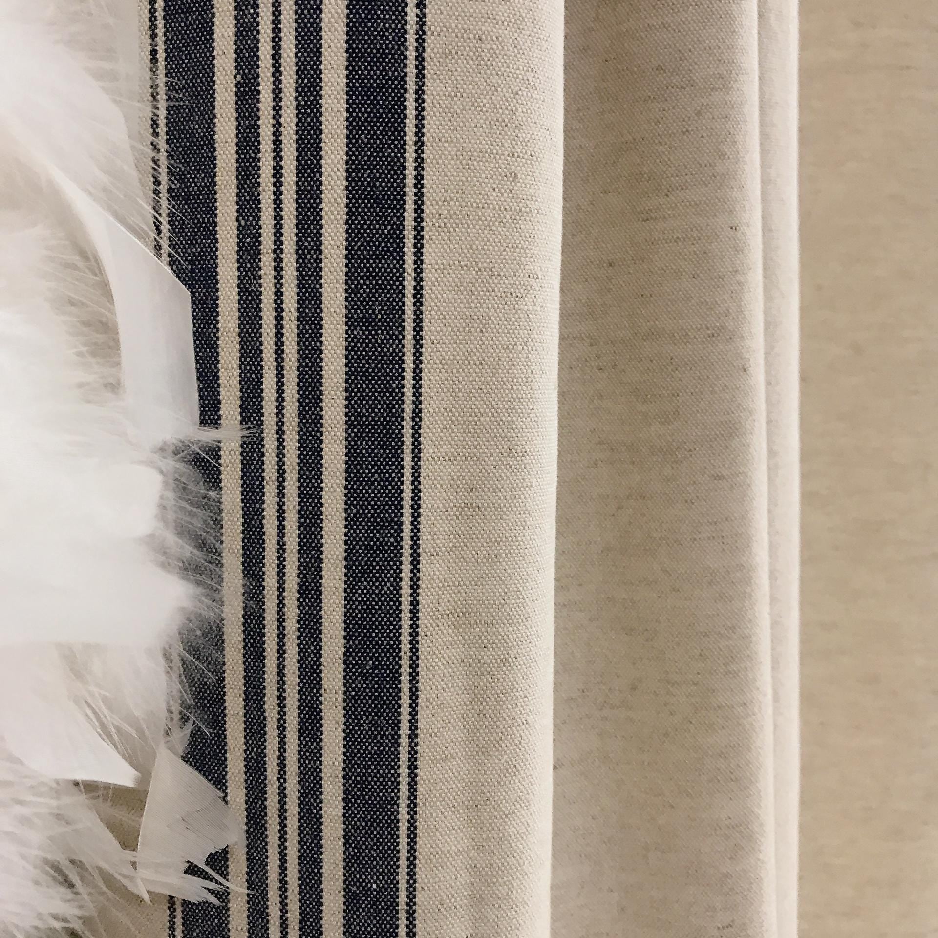 Indigo Blue Stripe Curtain on Natural Beige