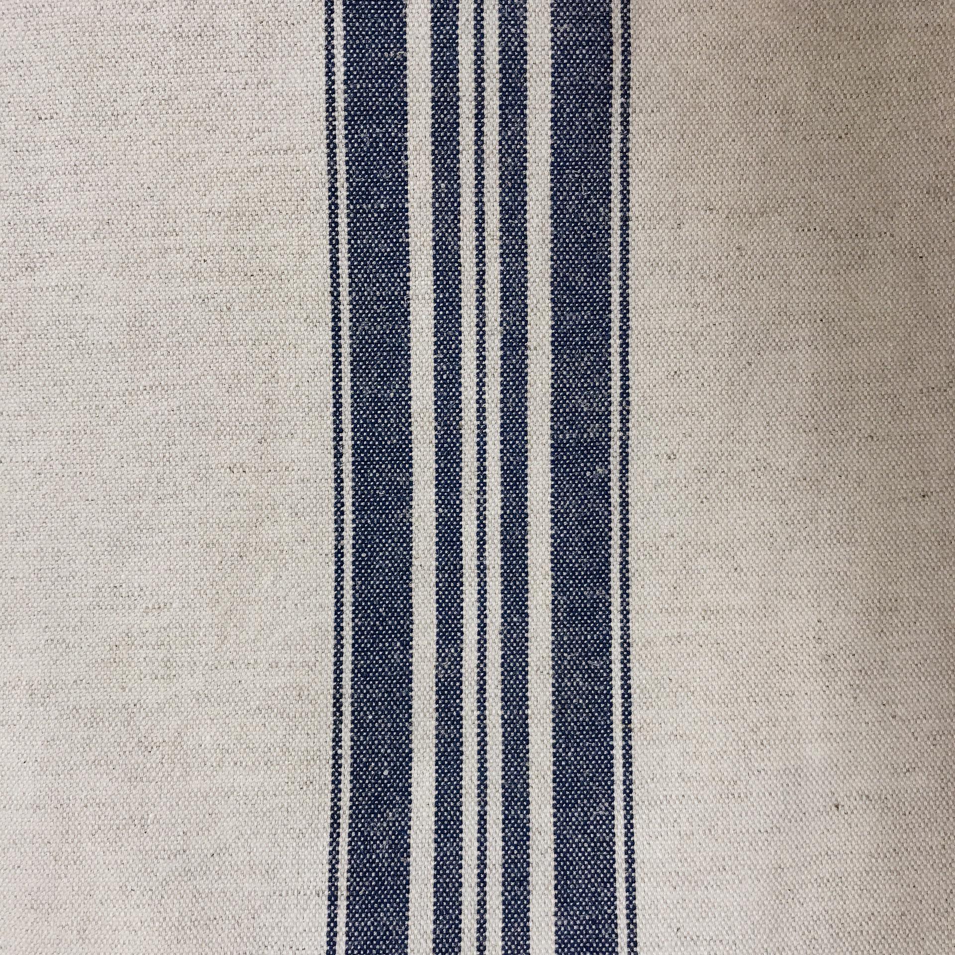 Indigo Blue Stripe Curtain on Natural Beige