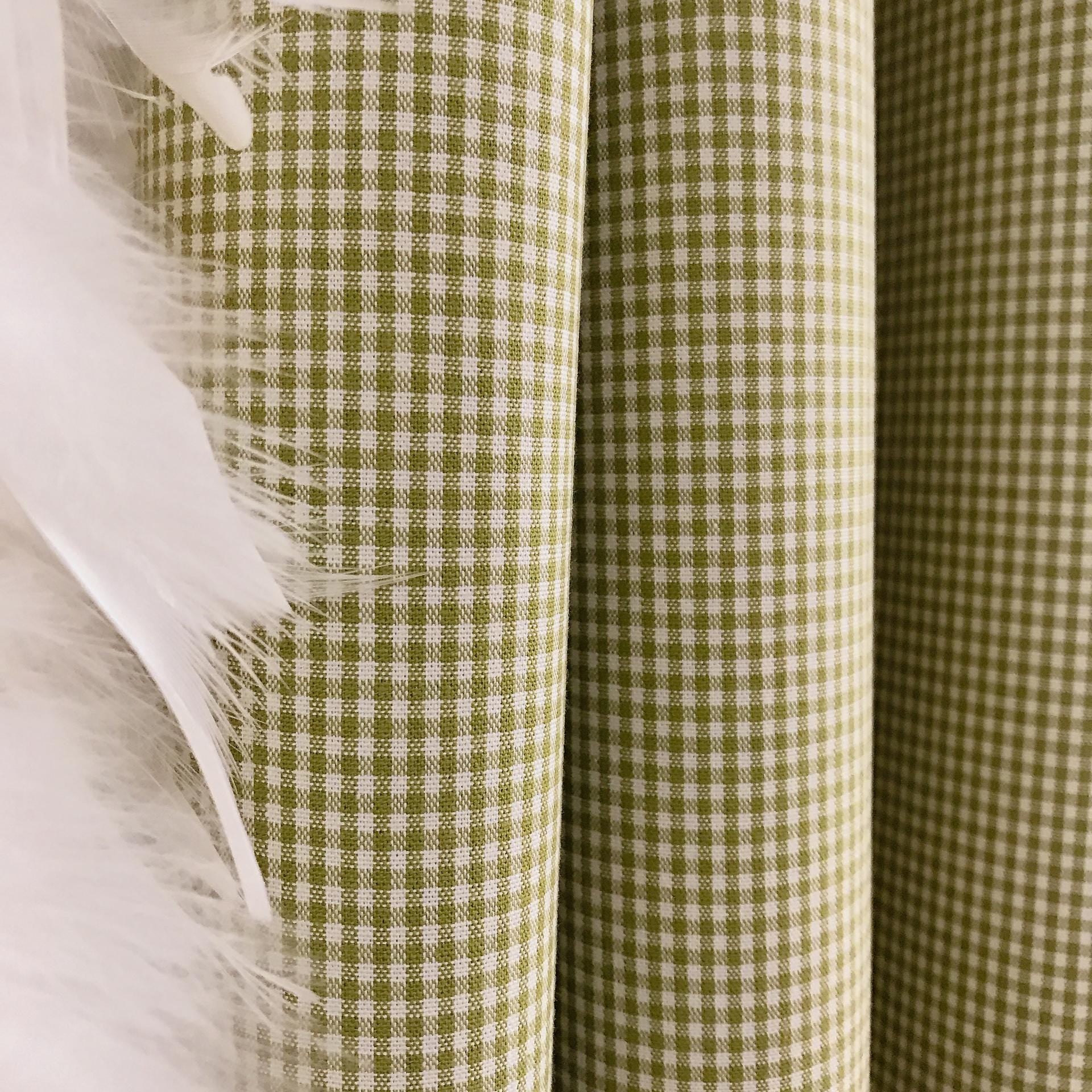 Olive Green Mini Gingham Curtain