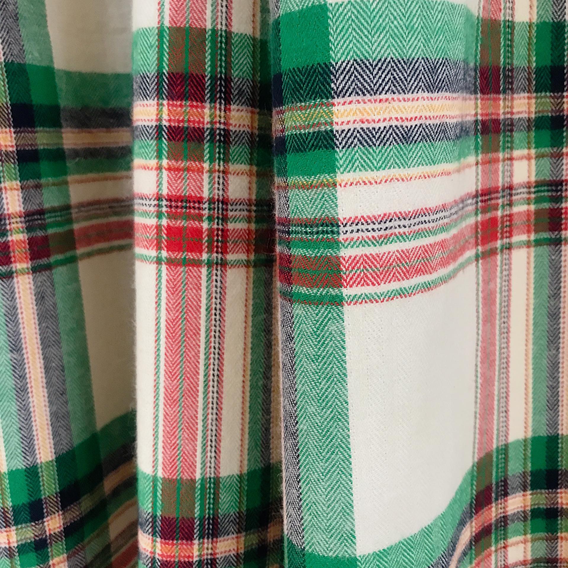 Green Red and Navy Plaid Curtain on Ivory