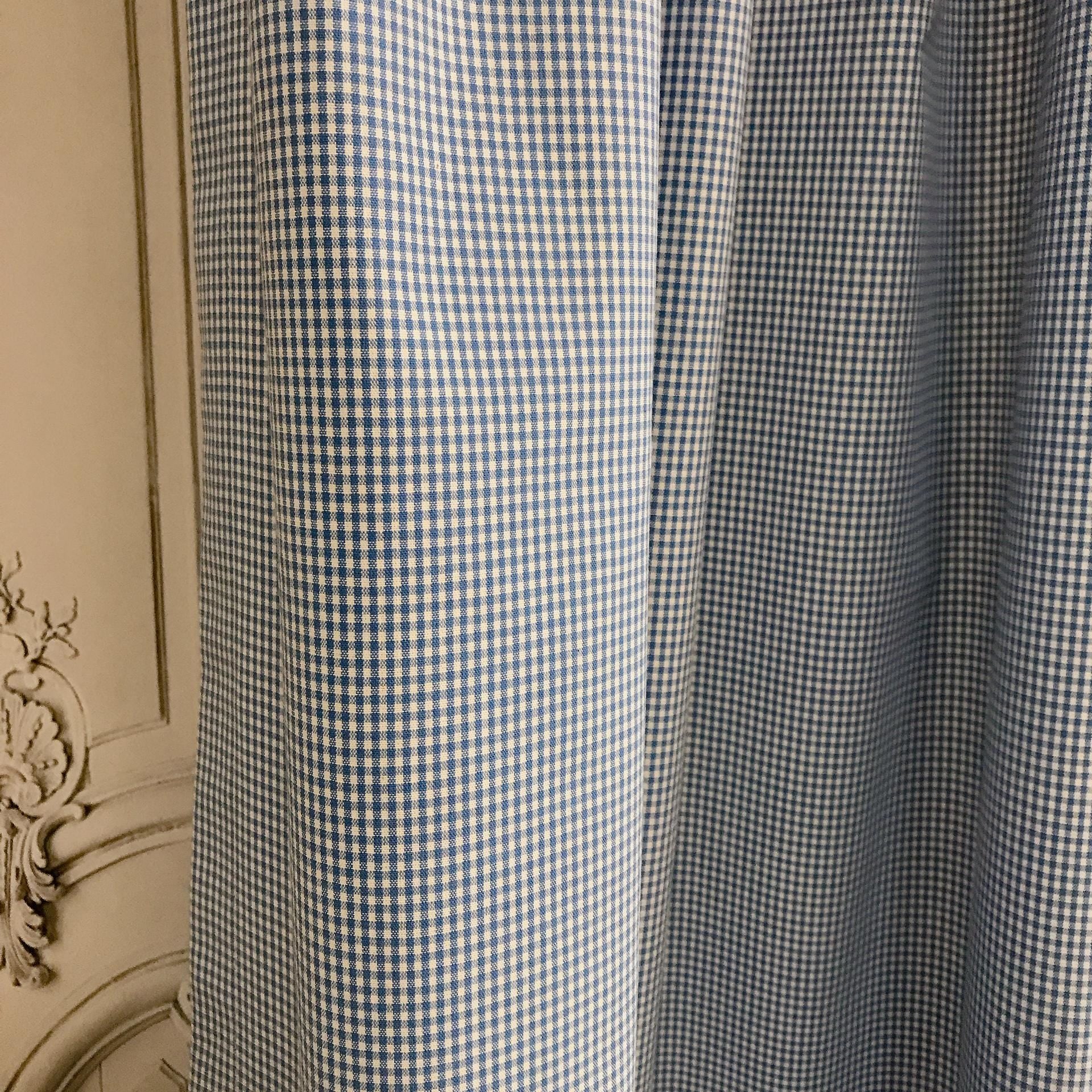 Blue and White Mini Gingham Curtain