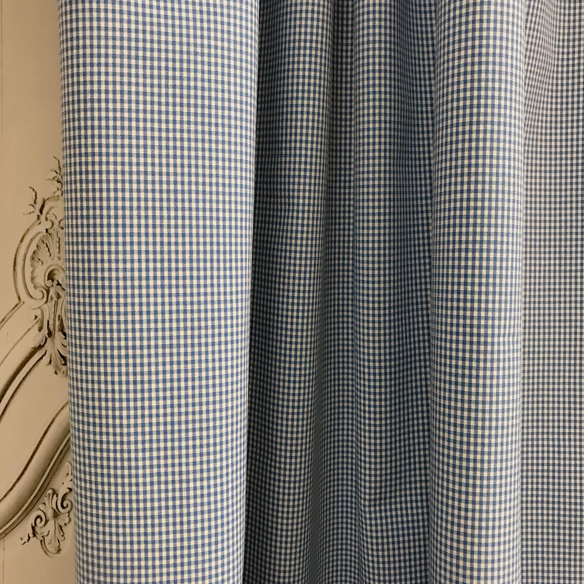 Blue and White Mini Gingham Curtain