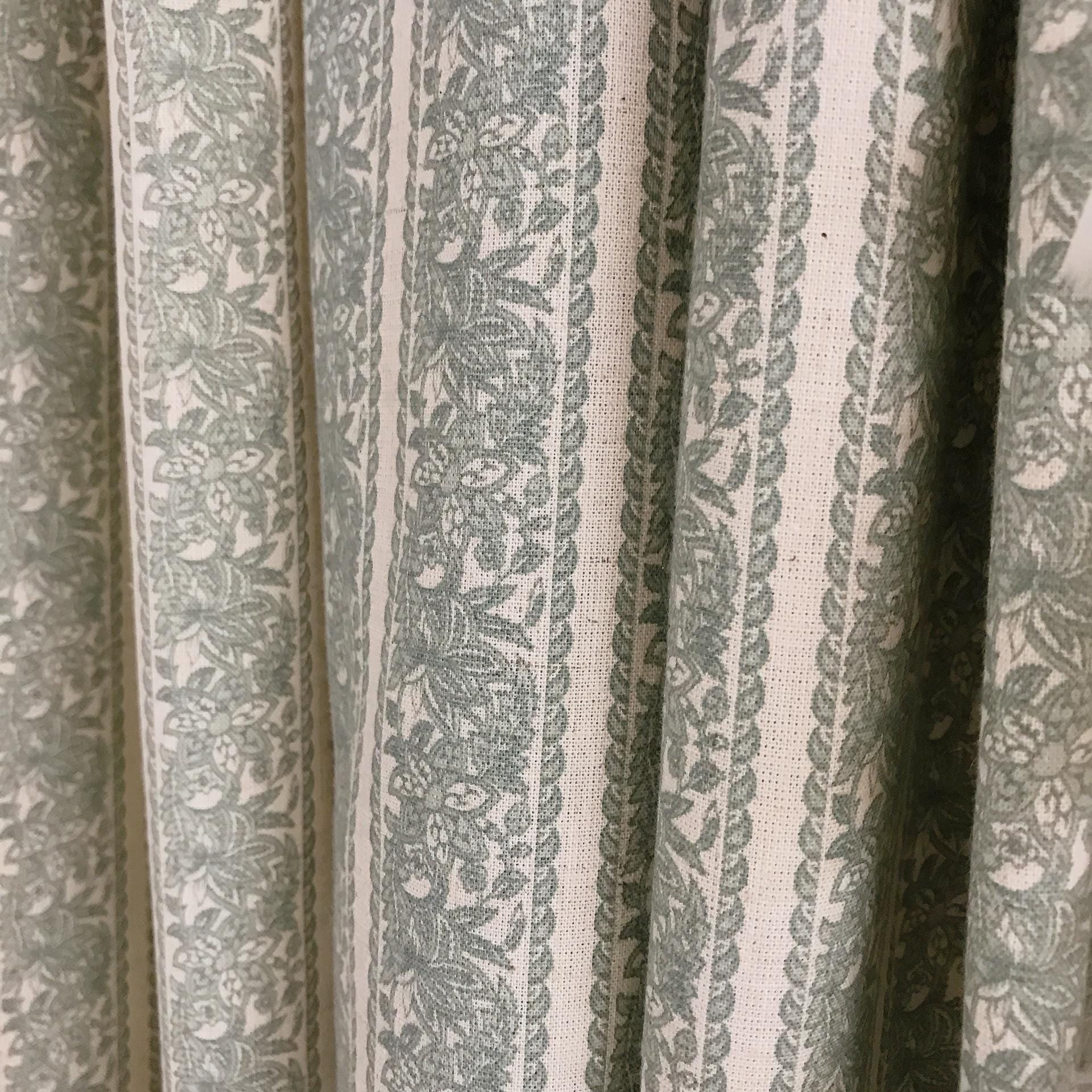 Light Sage Floral Curtain on Natural Beige