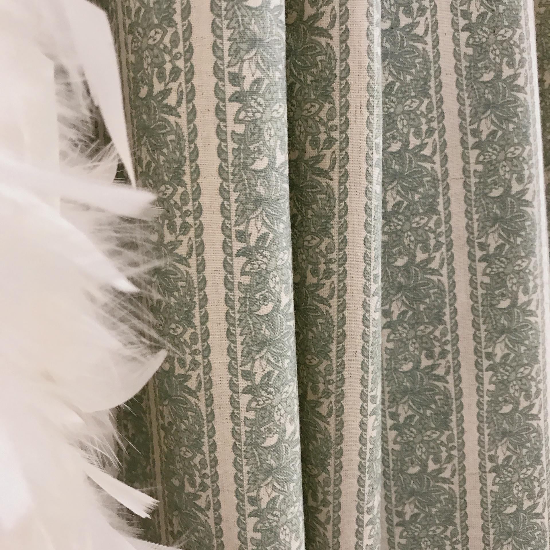 Light Sage Floral Curtain on Natural Beige