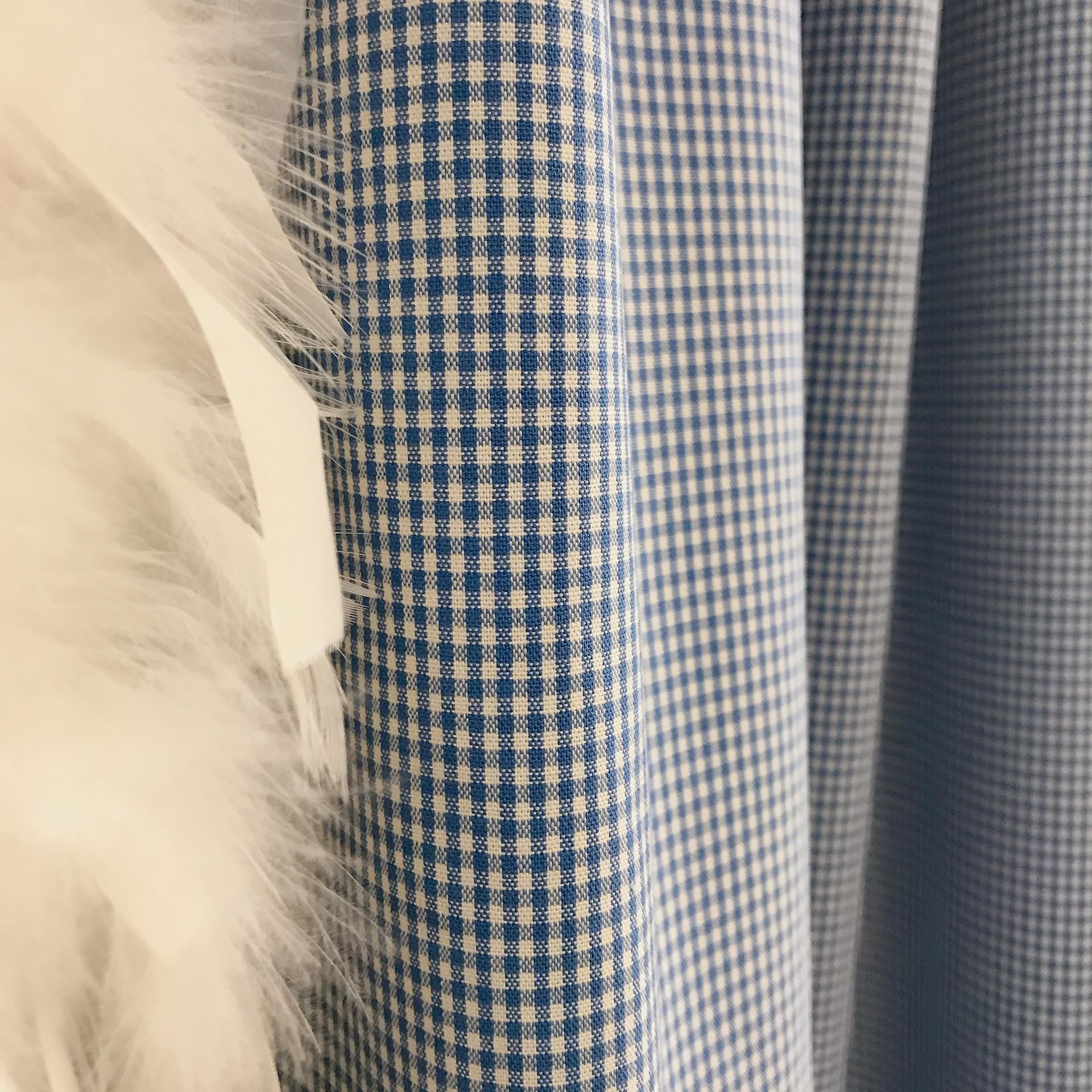 Blue and White Mini Gingham Curtain