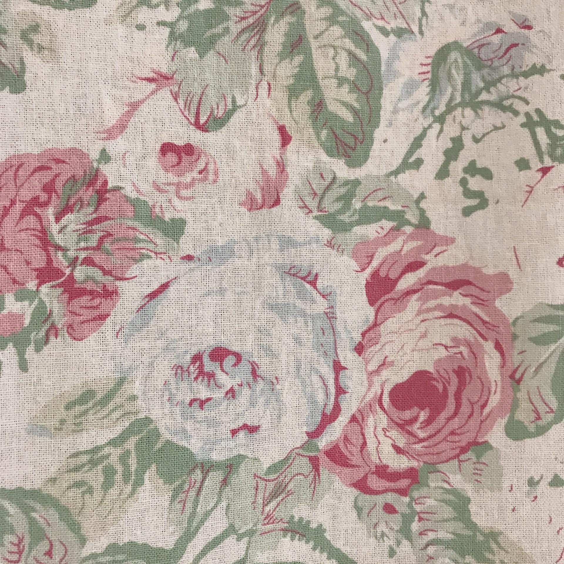 Pink and Grey Blue Teal Leaf Floral Curtain on Ivory