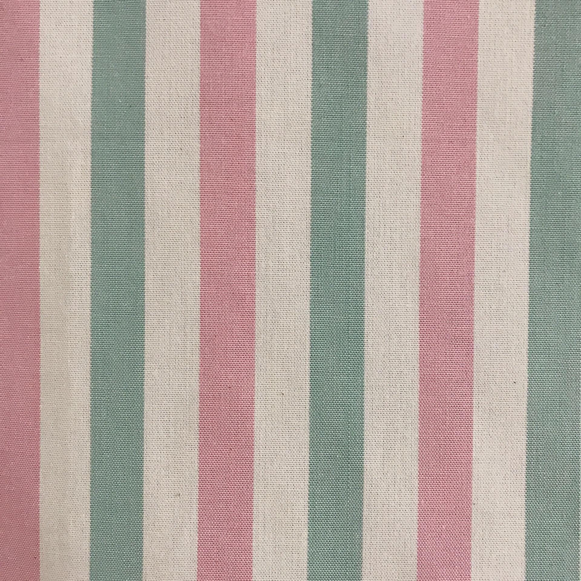 Teal Mint Pink Ivory Horizontal Stripe Curtain