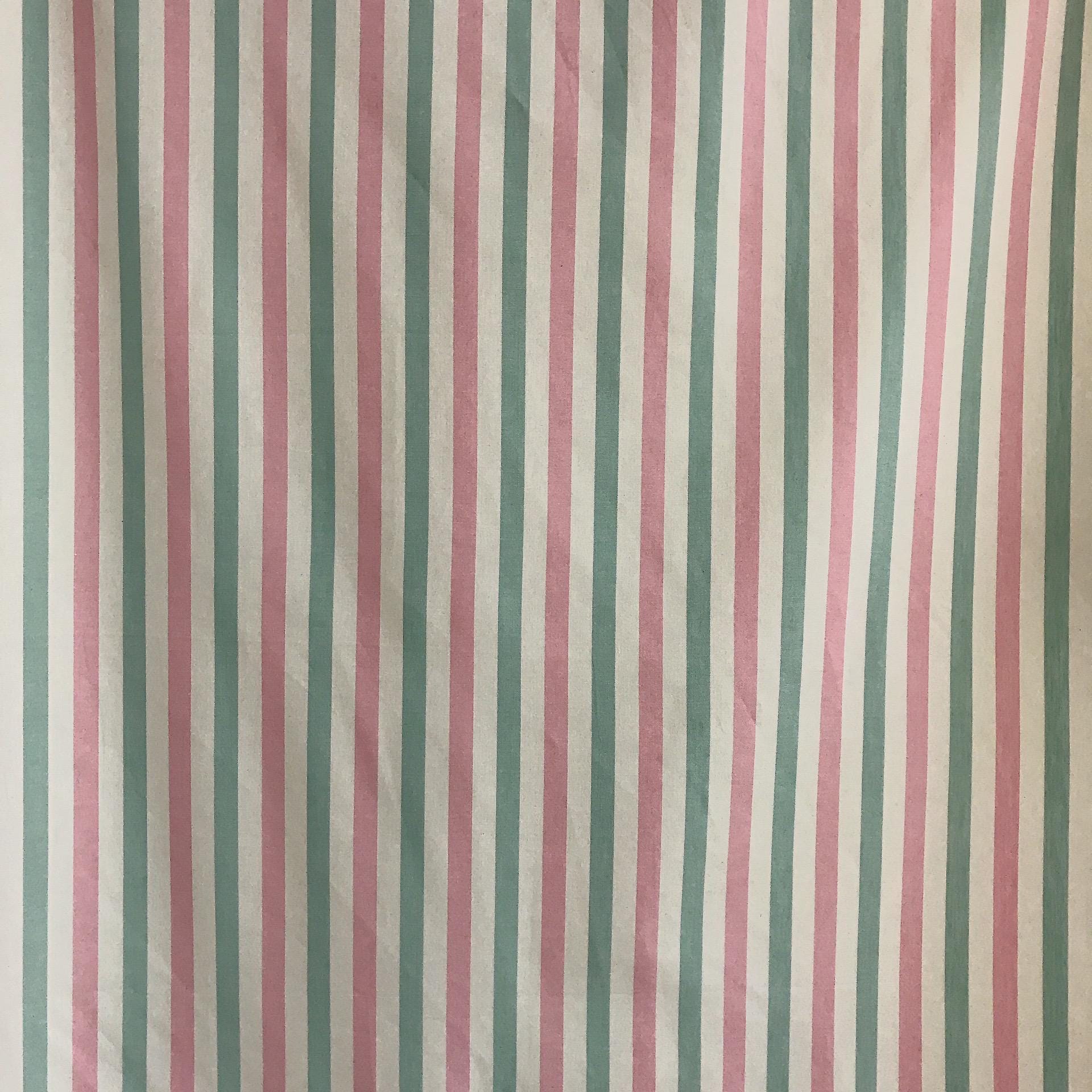 Teal Mint Pink Ivory Horizontal Stripe Curtain