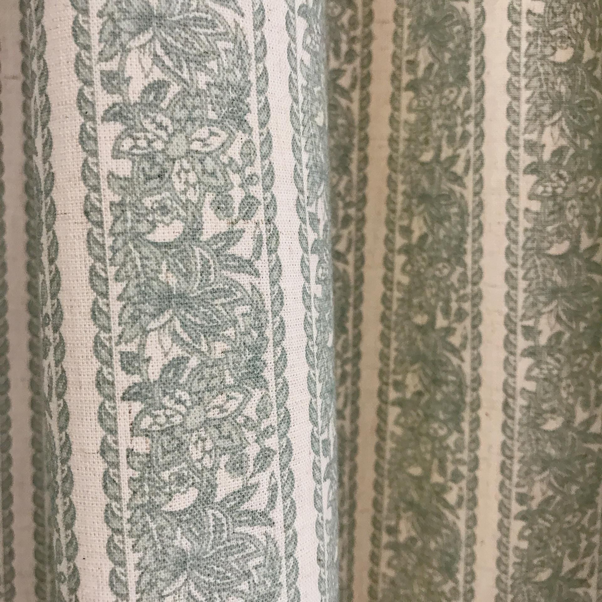 Light Sage Floral Curtain on Natural Beige