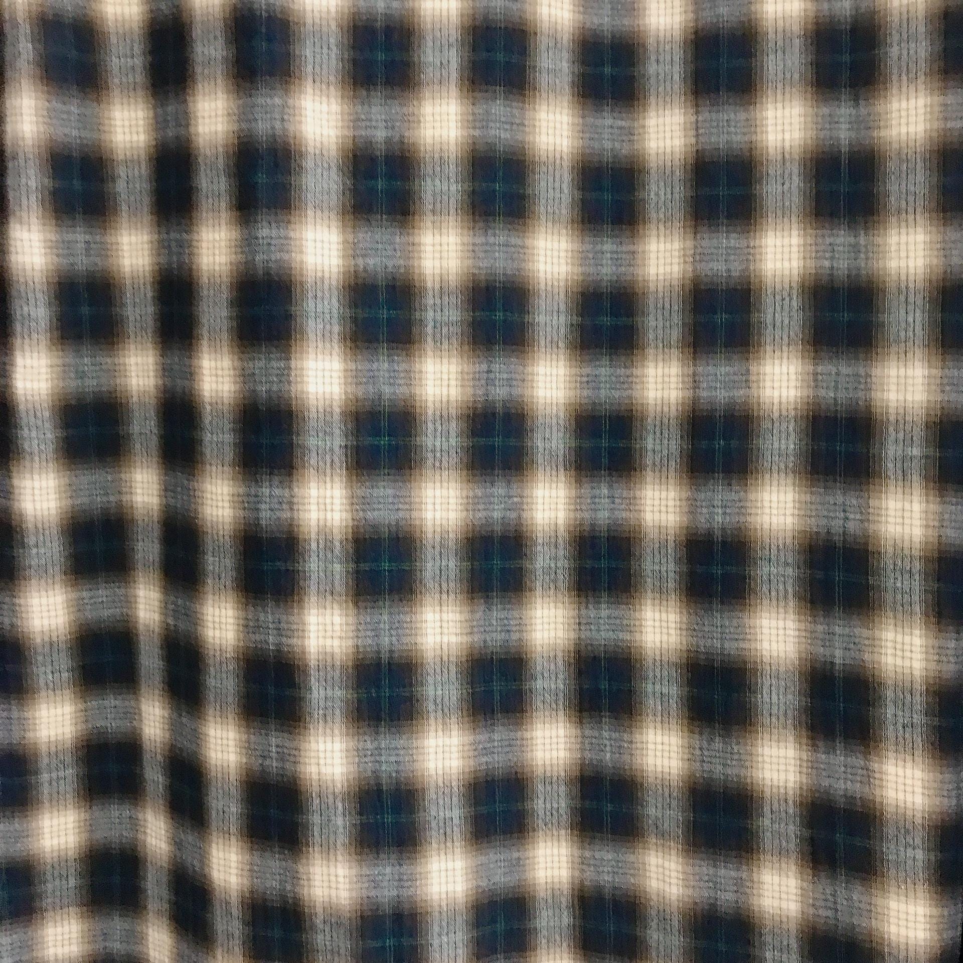 Deep Brown and Indigo Blue Plaid Curtain on Natural Beige