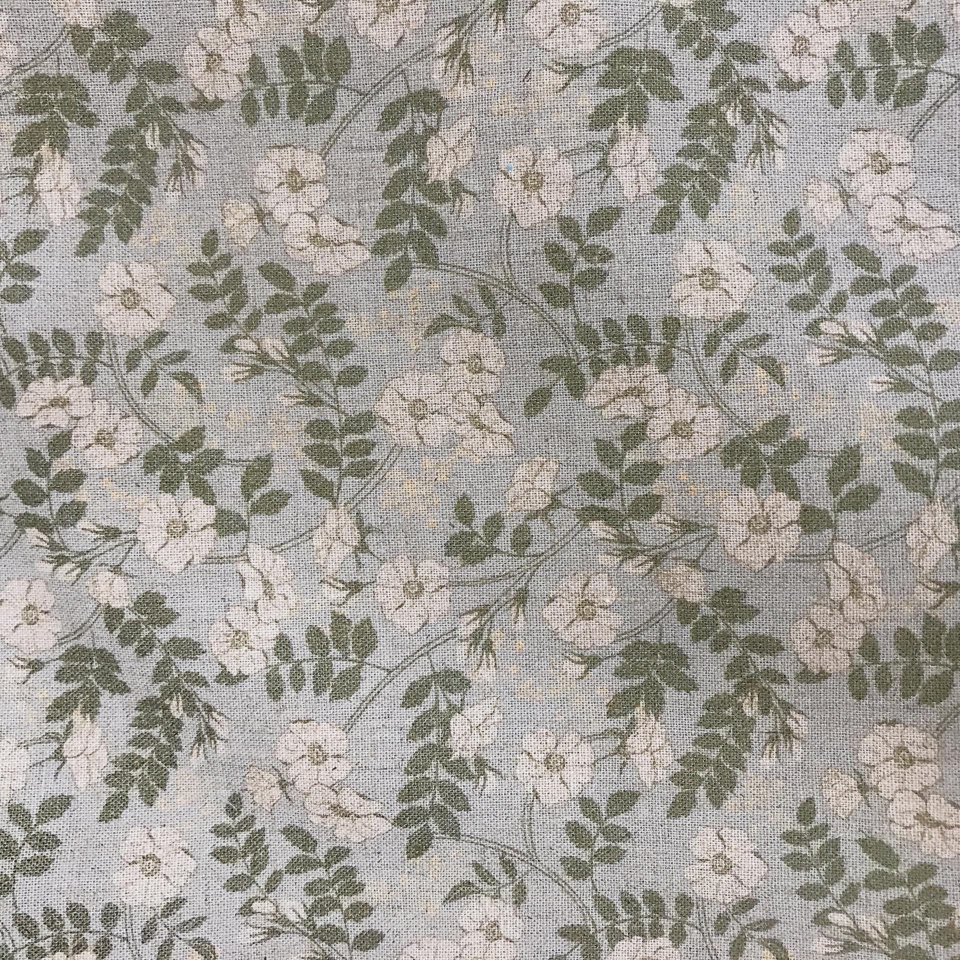 Ivory and Sage Green Floral Curtain on Muted Mint
