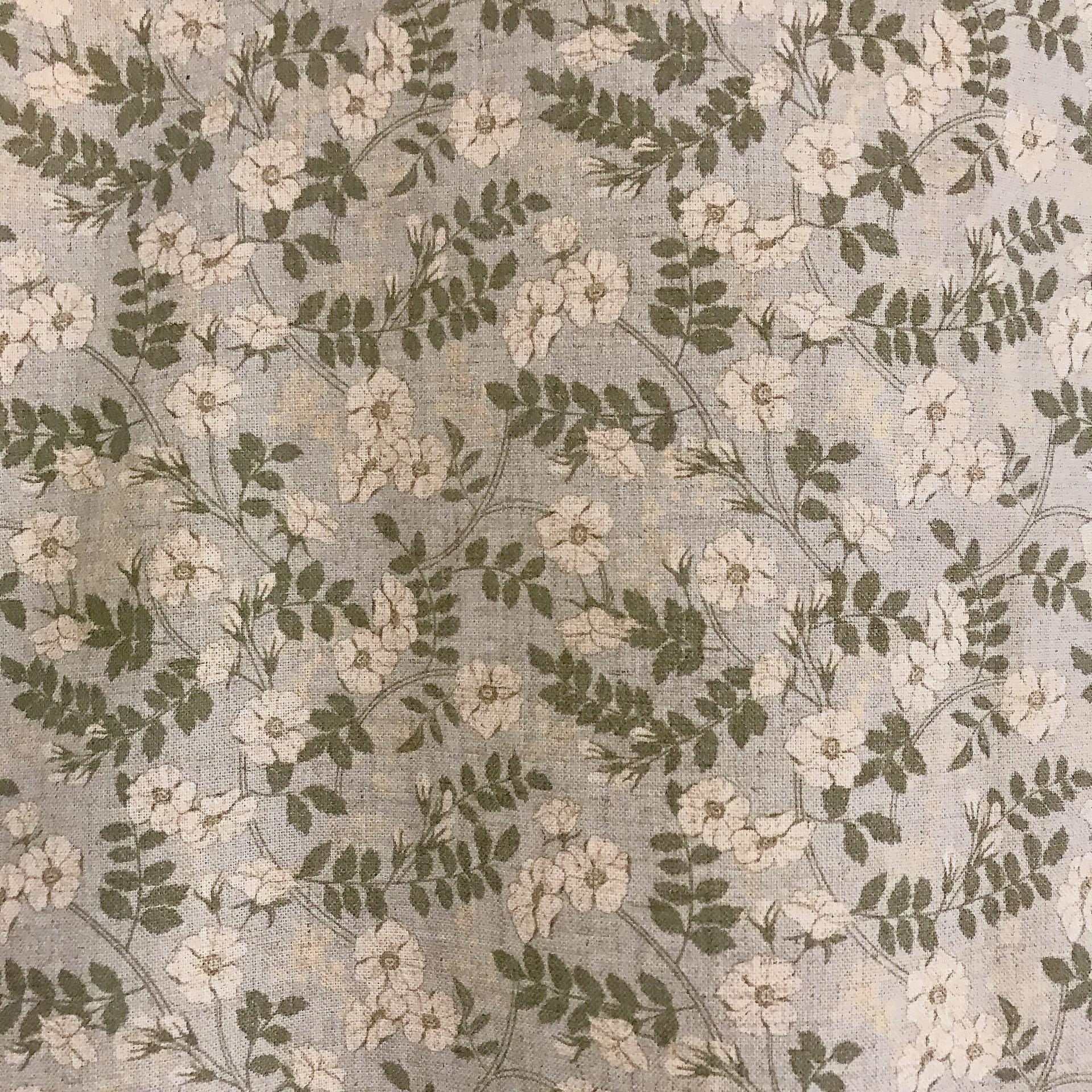 Ivory and Sage Green Floral Curtain on Muted Mint