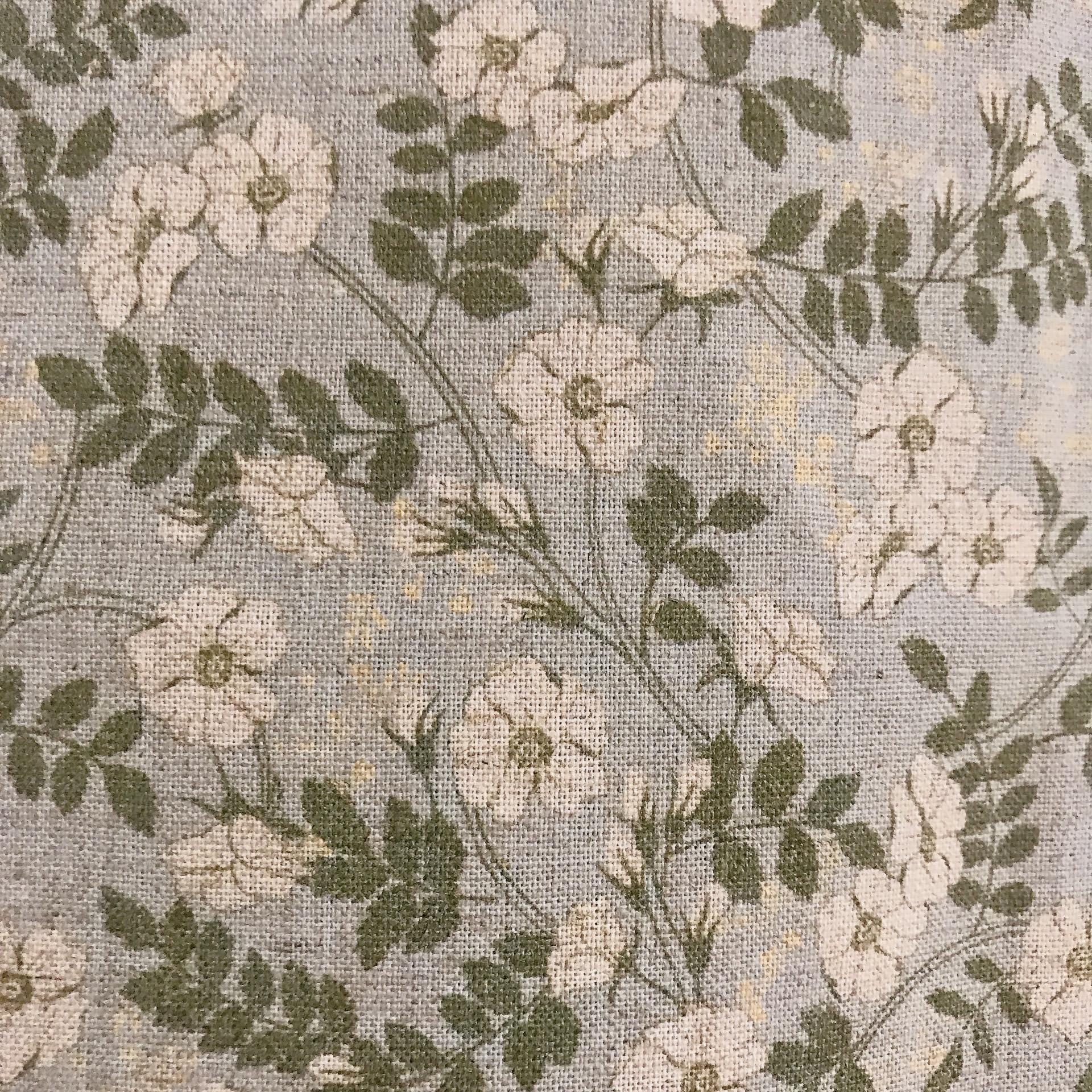 Ivory and Sage Green Floral Curtain on Muted Mint