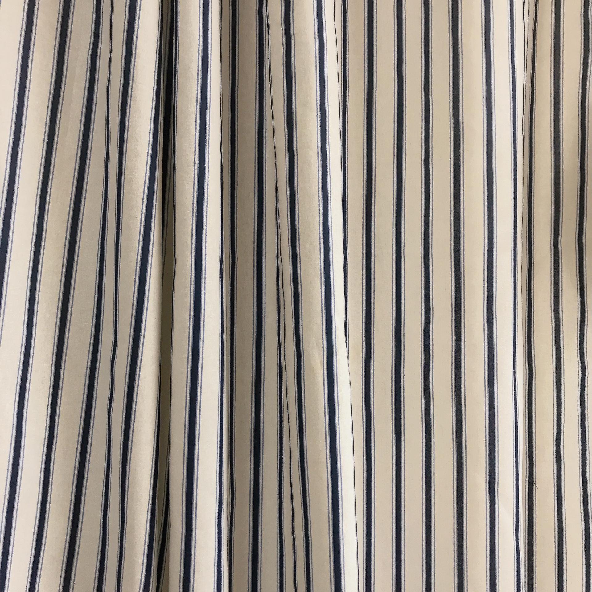 Deep Indigo Blue Stripe Linen Curtain on White