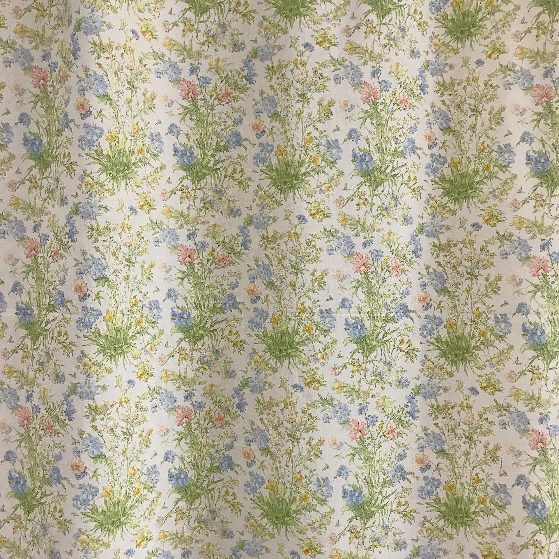 Delicate Floral Drawing Curtain on Ivory