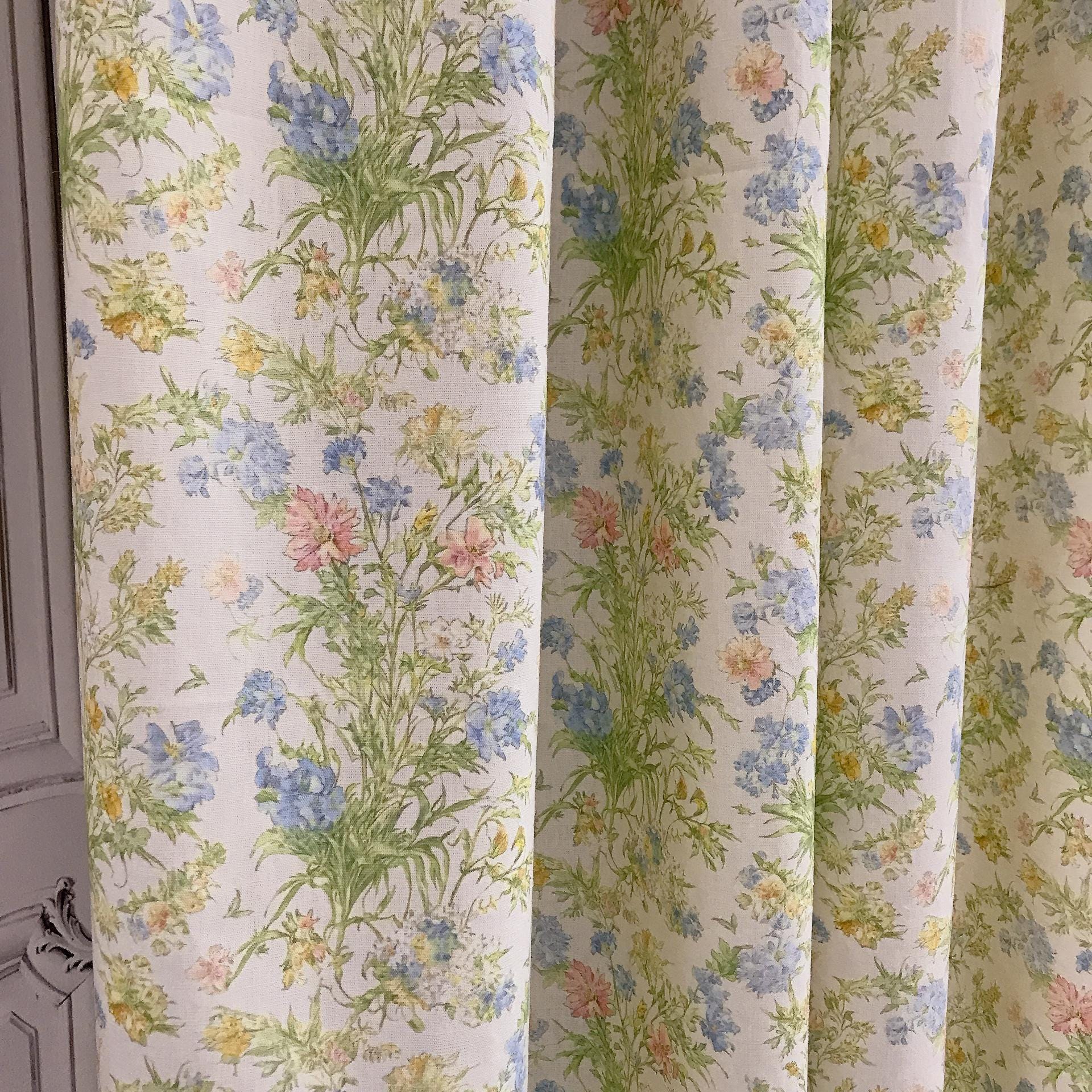 Delicate Floral Drawing Curtain on Ivory