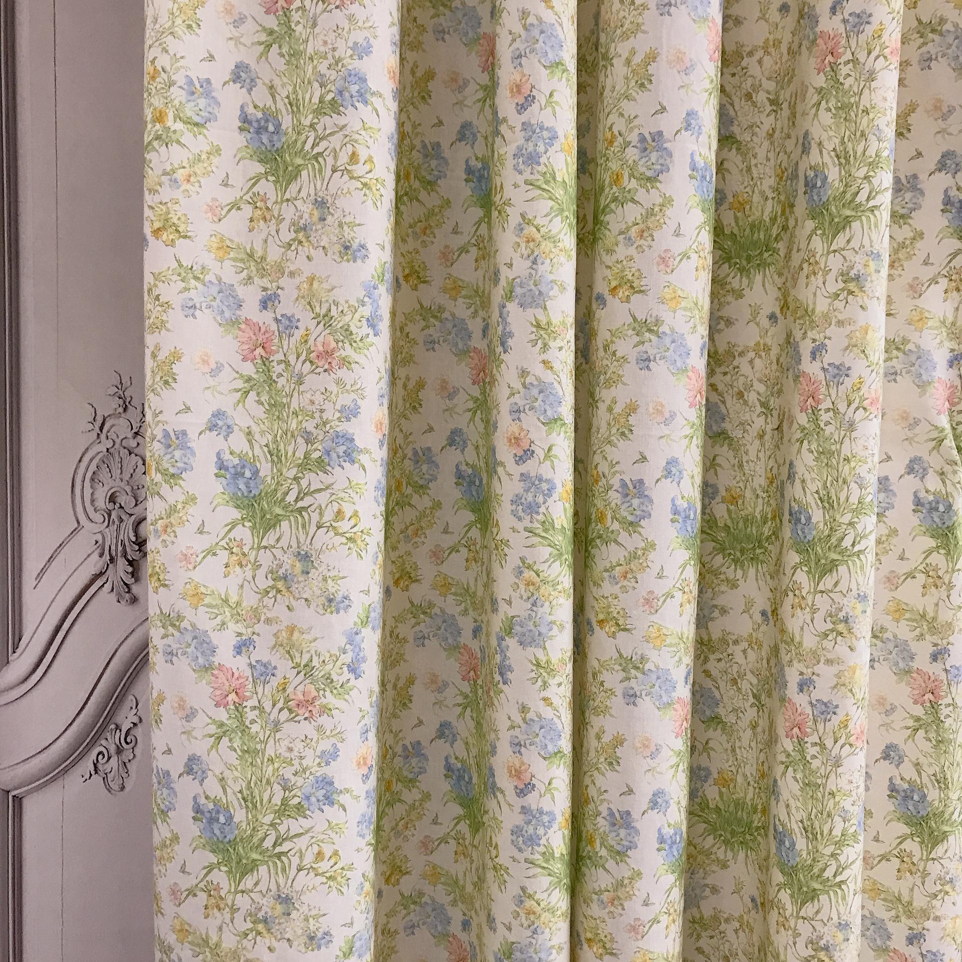 Delicate Floral Drawing Curtain on Ivory