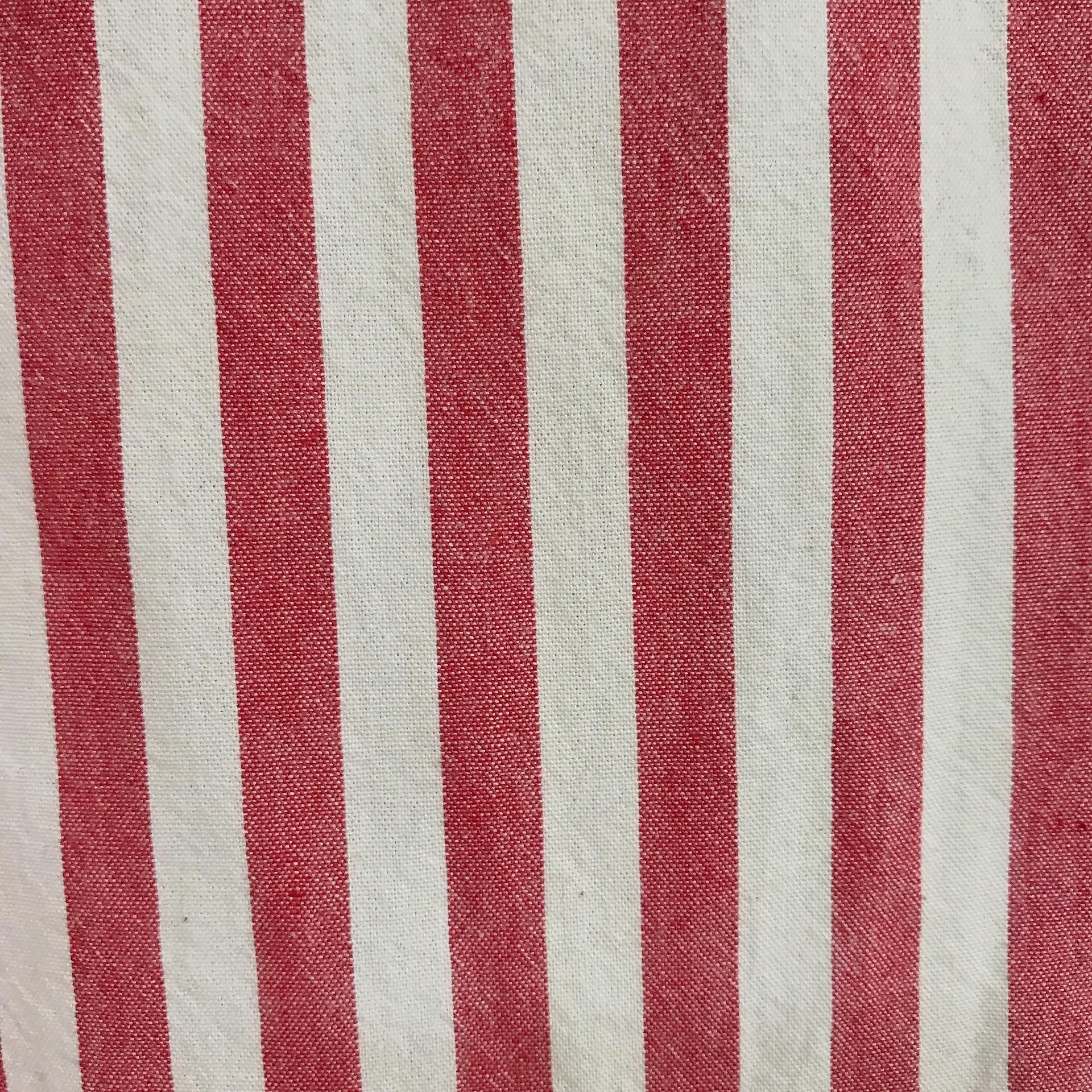 Soft Faded Red Stripe Curtain on Ivory