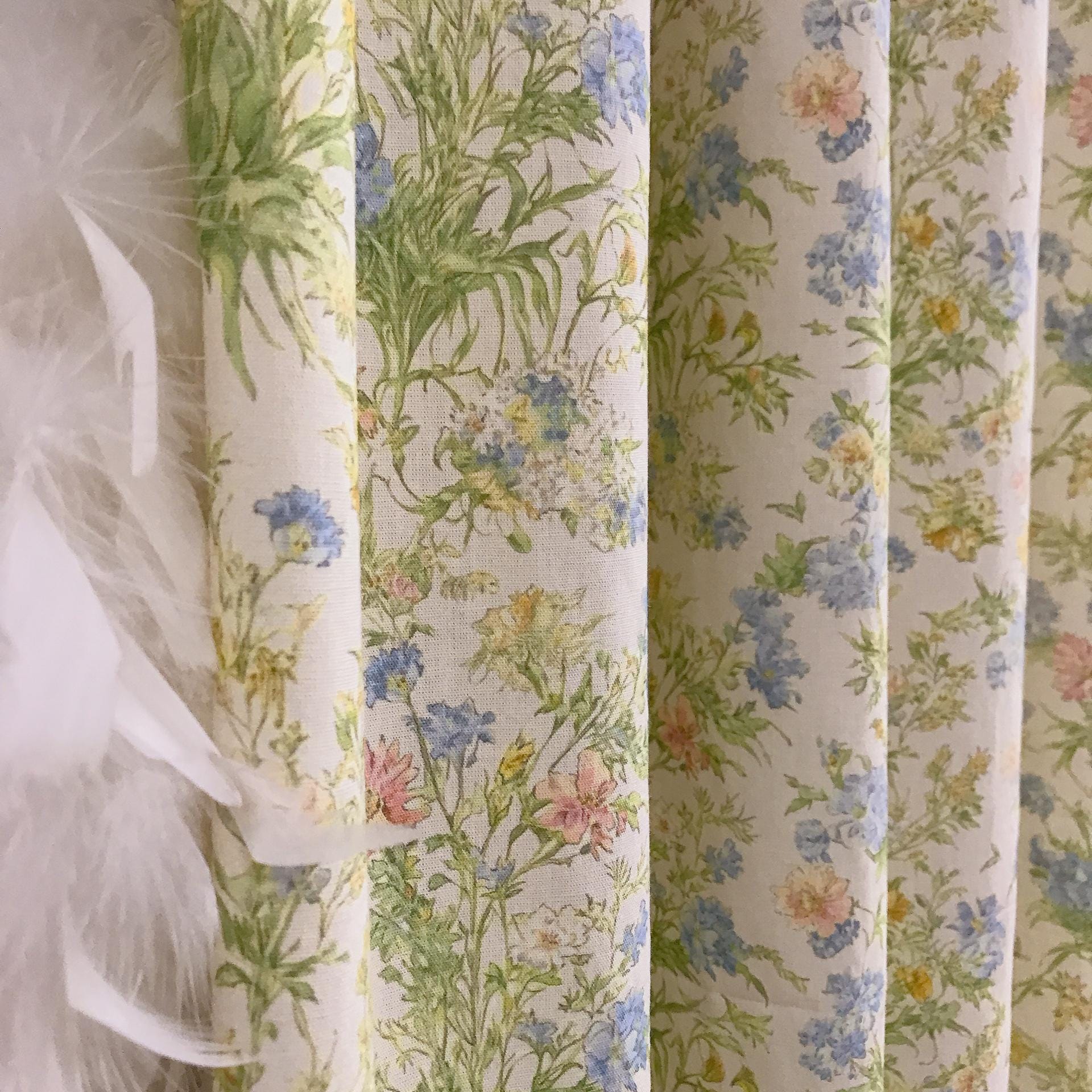 Delicate Floral Drawing Curtain on Ivory