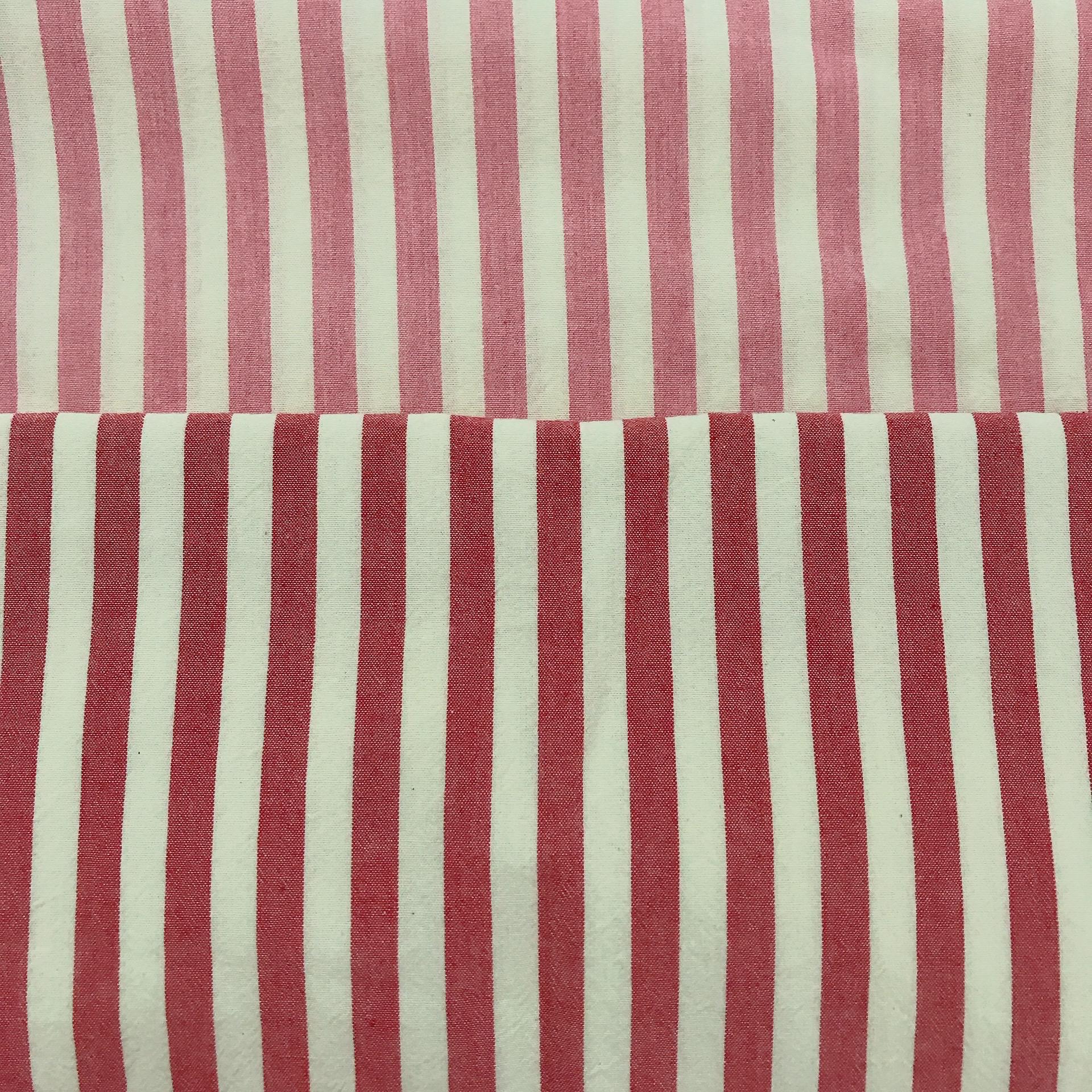 Soft Faded Red Stripe Curtain on Ivory
