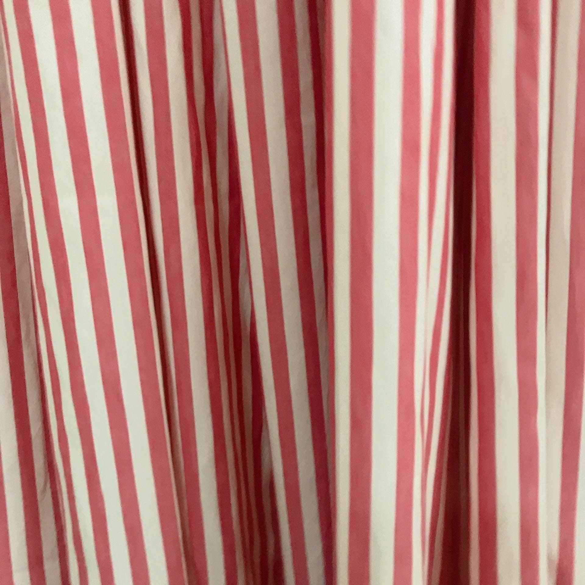 Soft Faded Red Stripe Curtain on Ivory