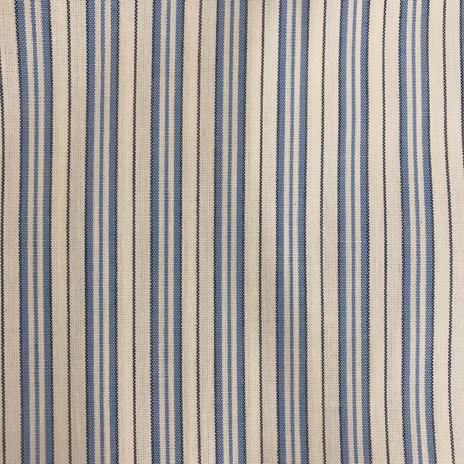 Light Blue and Indigo Stripe Curtain on Natural Beige