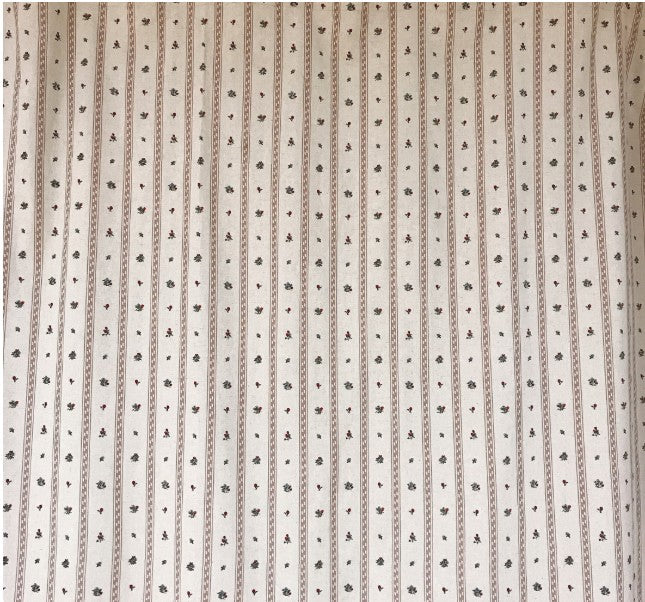 Dusty Pink Stripe and Tiny Floral Curtain on Natural Beige