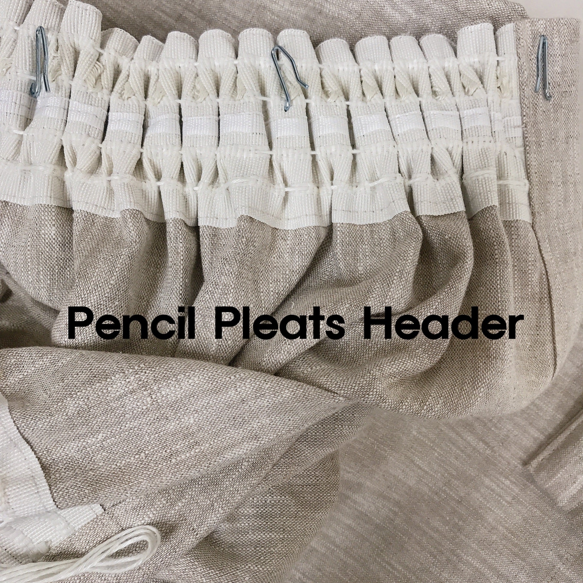 Grey Blue Stripe and Tiny Floral Curtain on Natural Beige