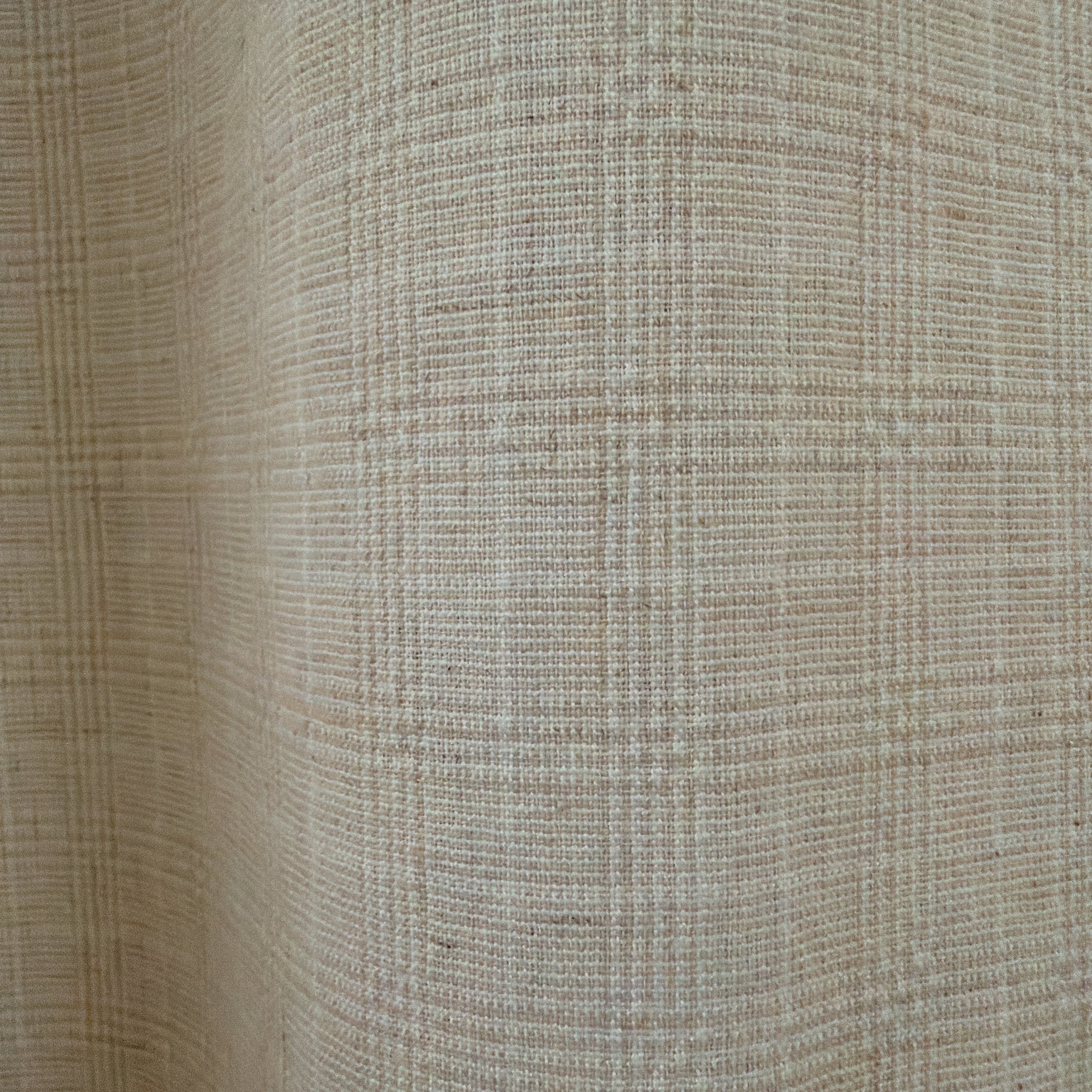 Natural Beige Subtle Grid Textured Linen Blend Curtains