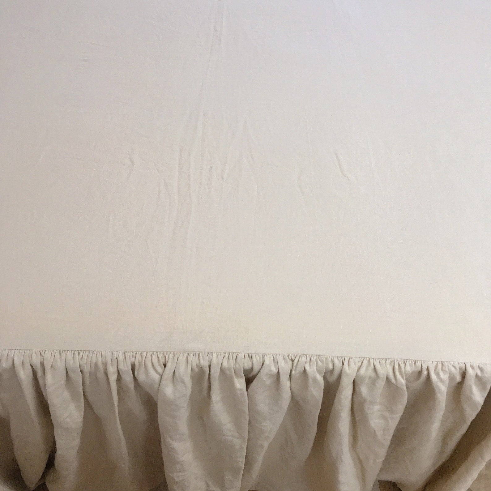 Washed Beige Linen Bedskirt