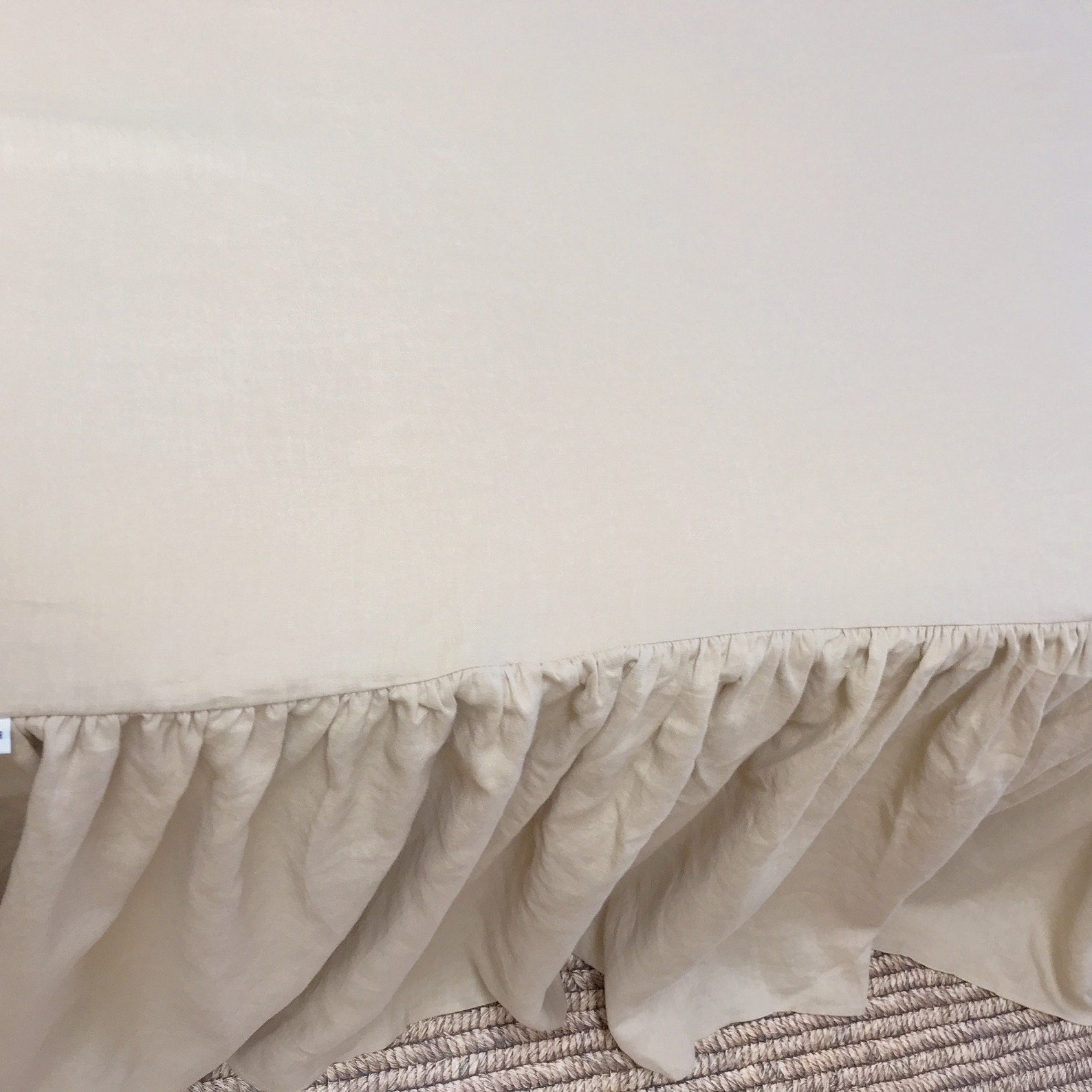 Washed Beige Linen Bedskirt