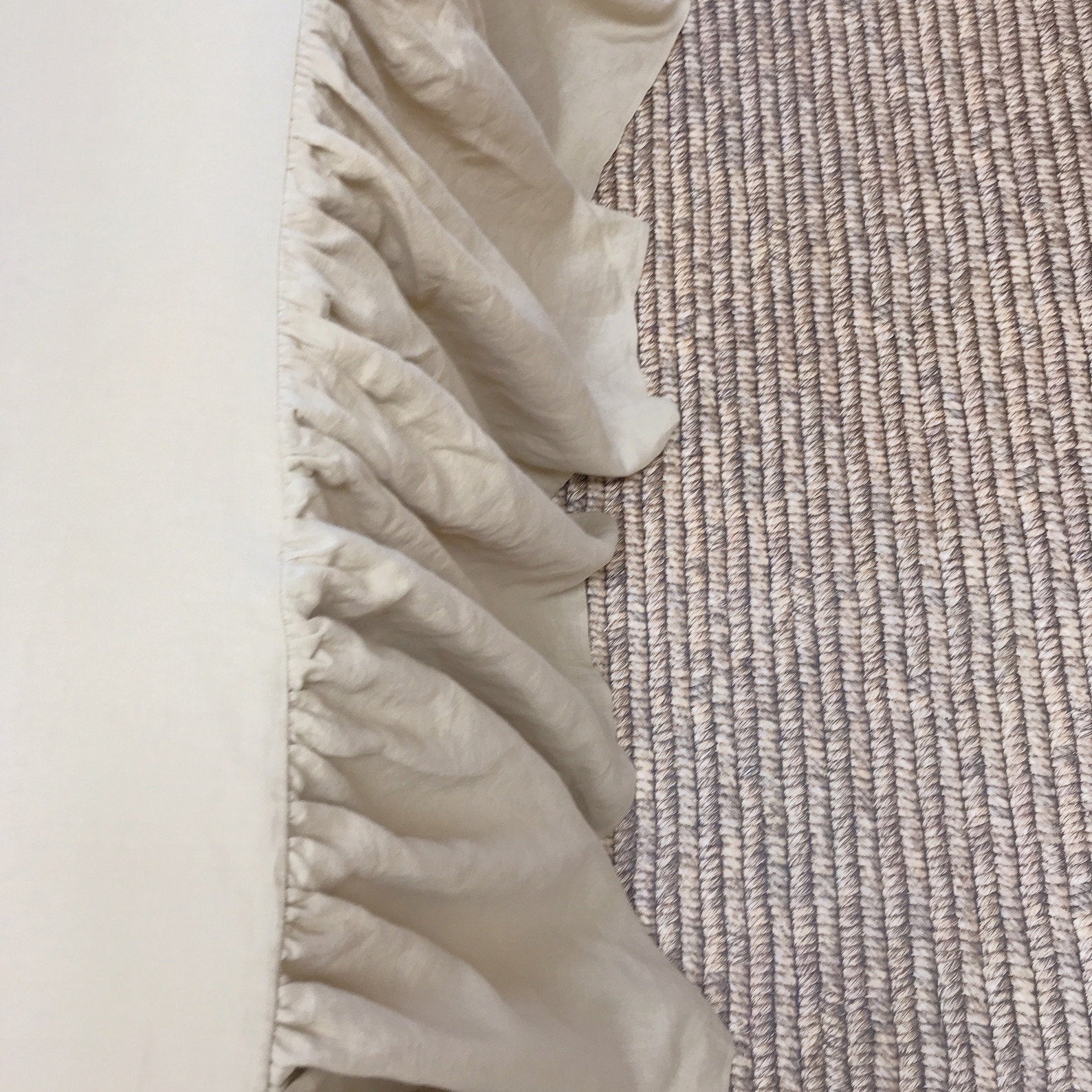 Washed Beige Linen Bedskirt