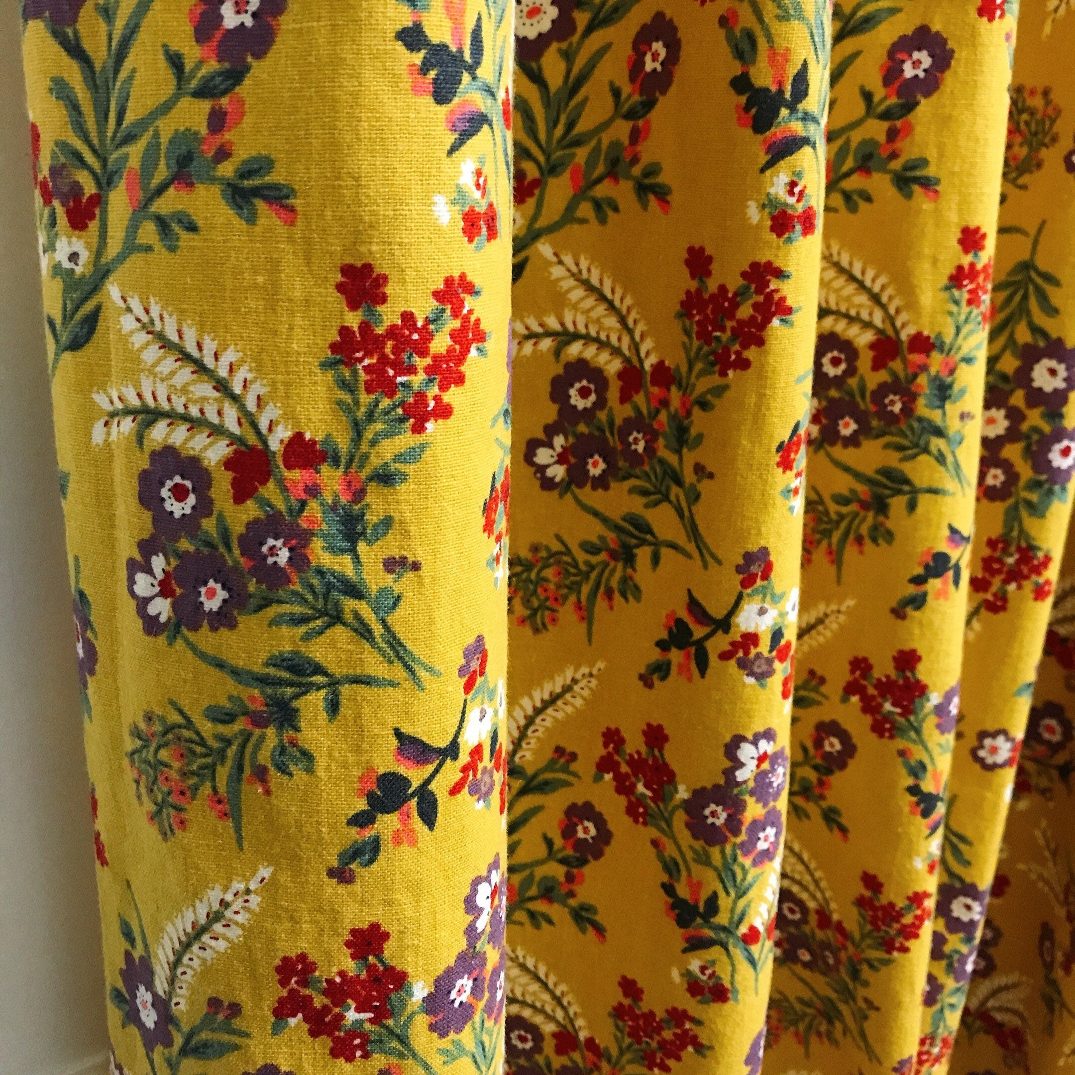 Wildflower Curtain on Mustard